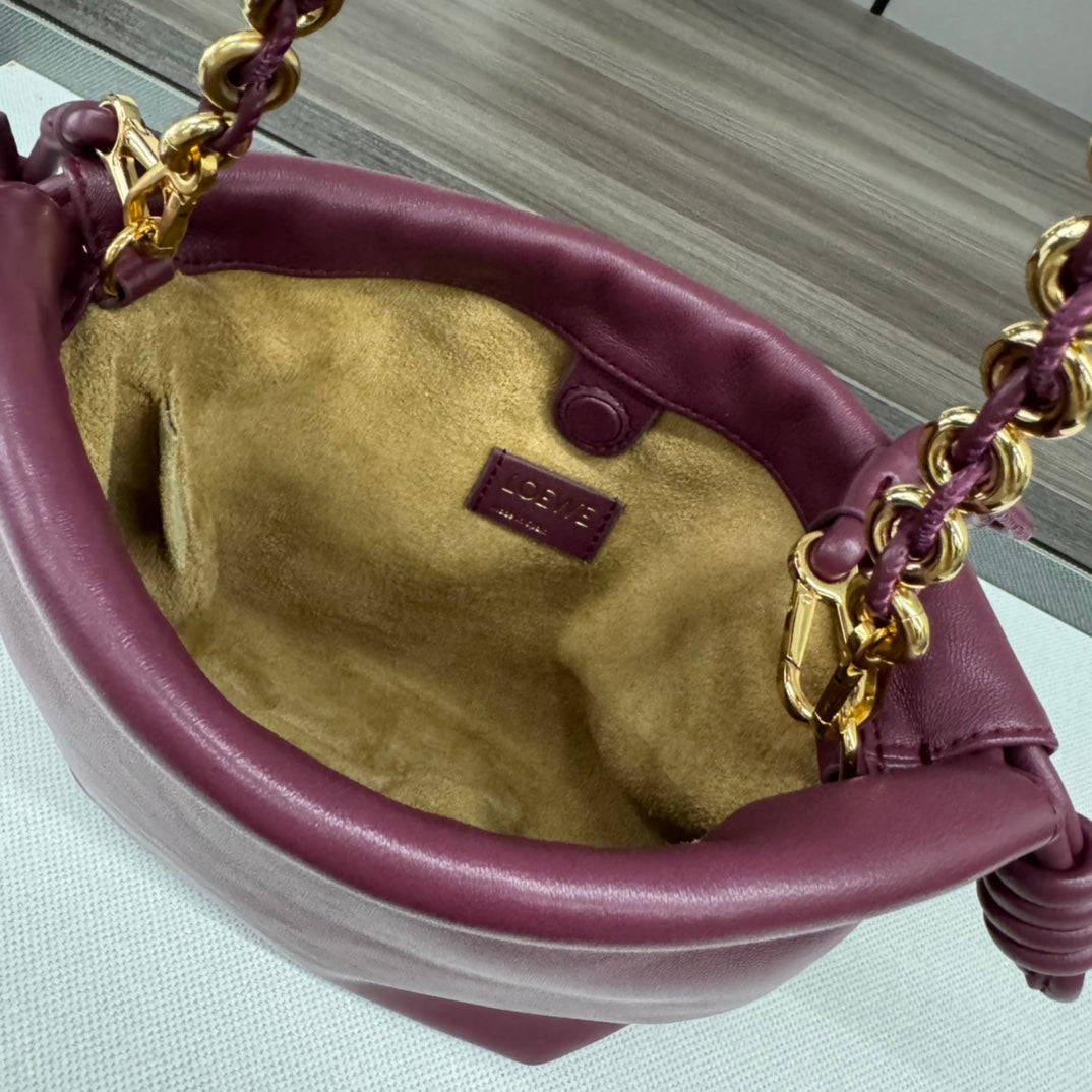 Loewe Flamenco Purse 23 Burgundy Lambskin Ghw