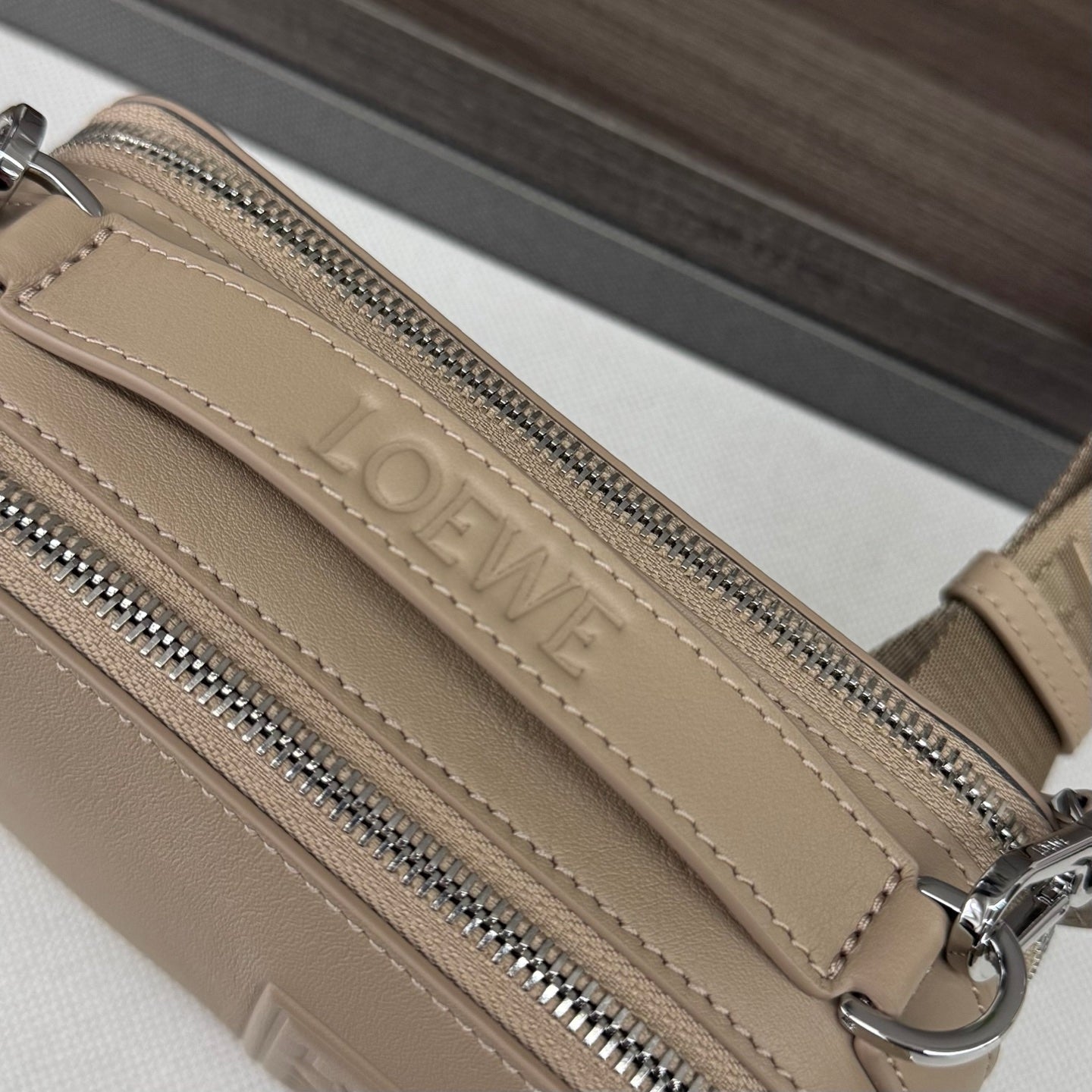 Loewe Mini Crossbody Camera Bag Light Taupe Calfskin