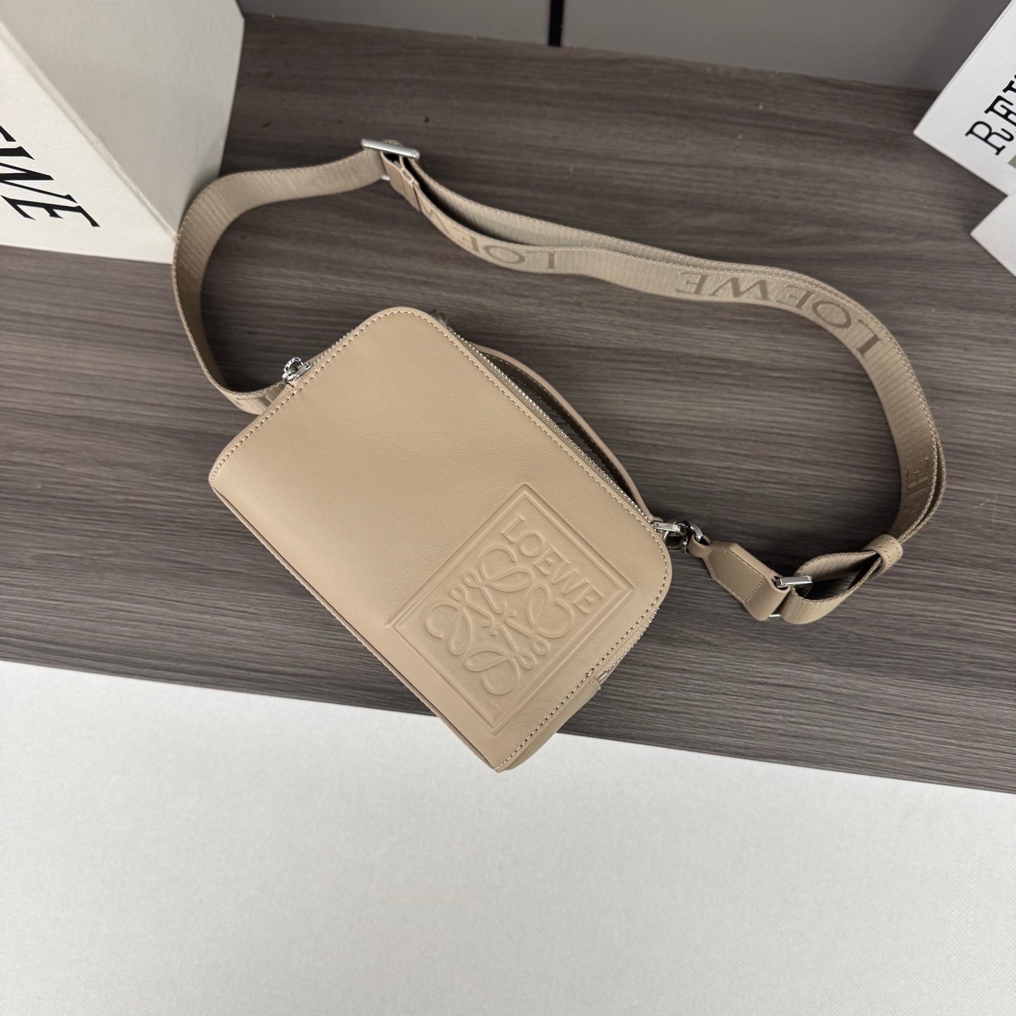 Loewe Mini Crossbody Camera Bag Light Taupe Calfskin