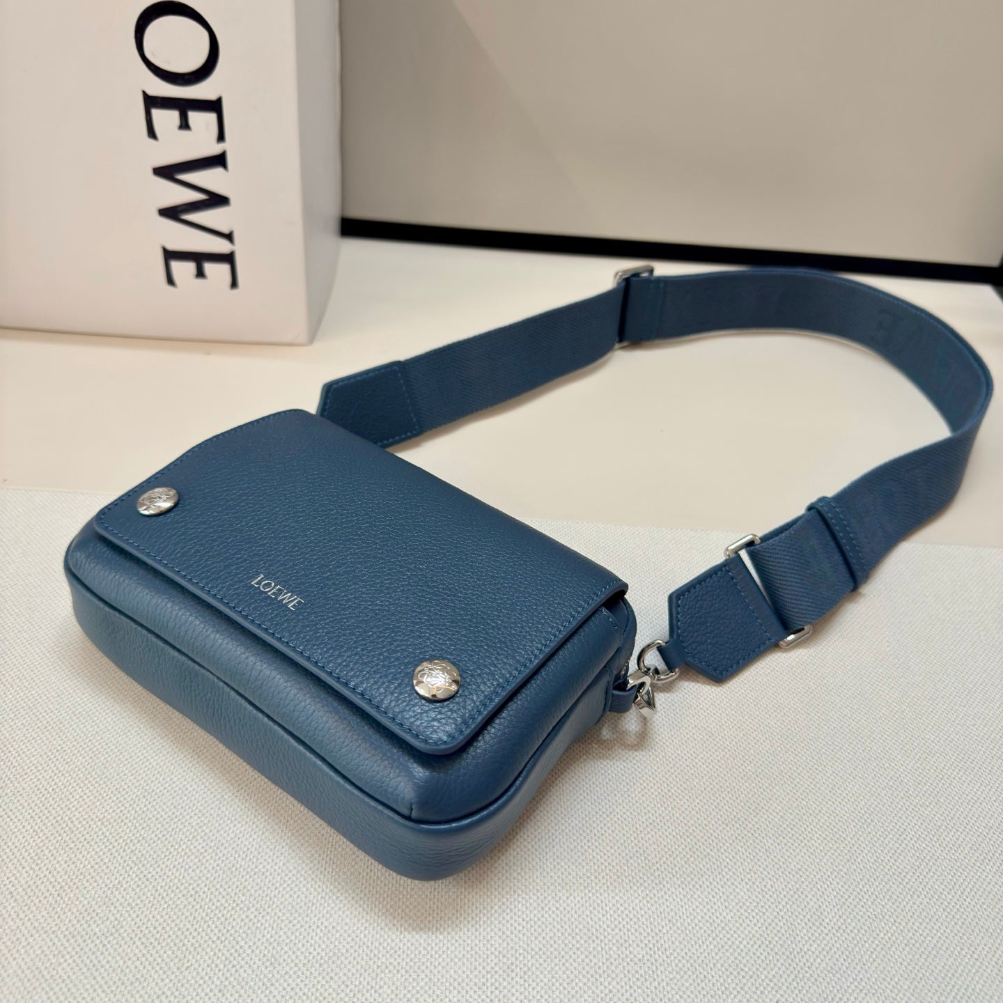 Loewe Messenger Bags 20 Navy Blue Cowhide