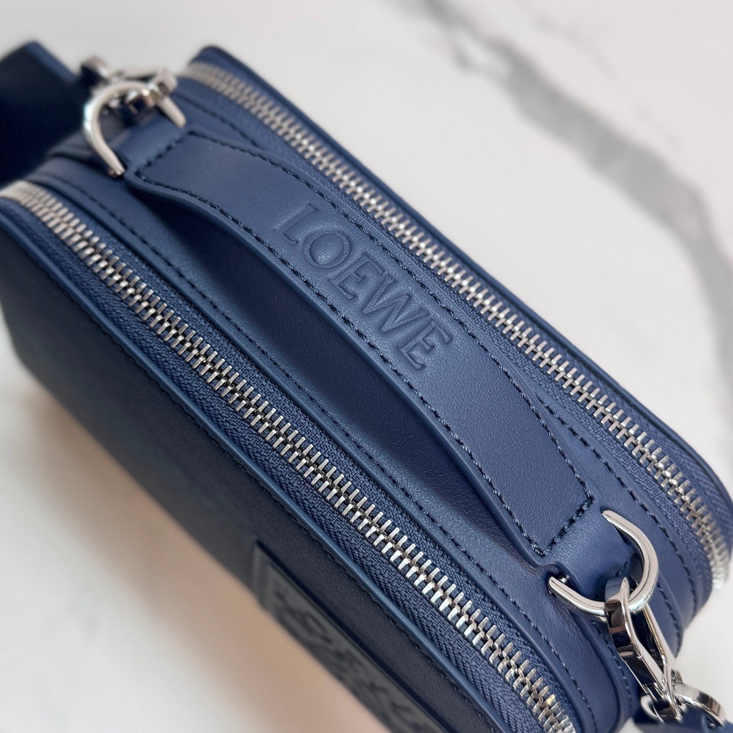 Loewe Mini Crossbody Camera Bag Navy Blue Calfskin