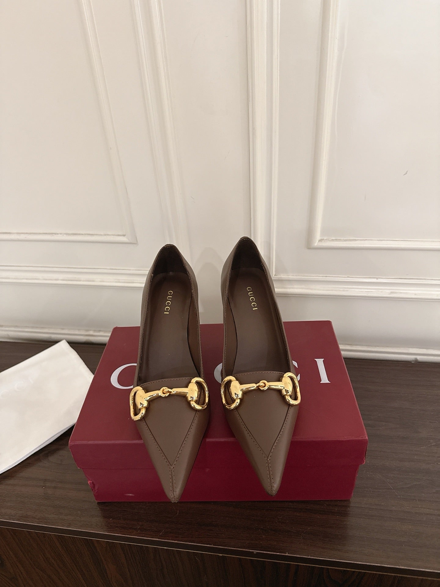 GG Boulevard Pumps 7.5cm Coffee Leather 888852