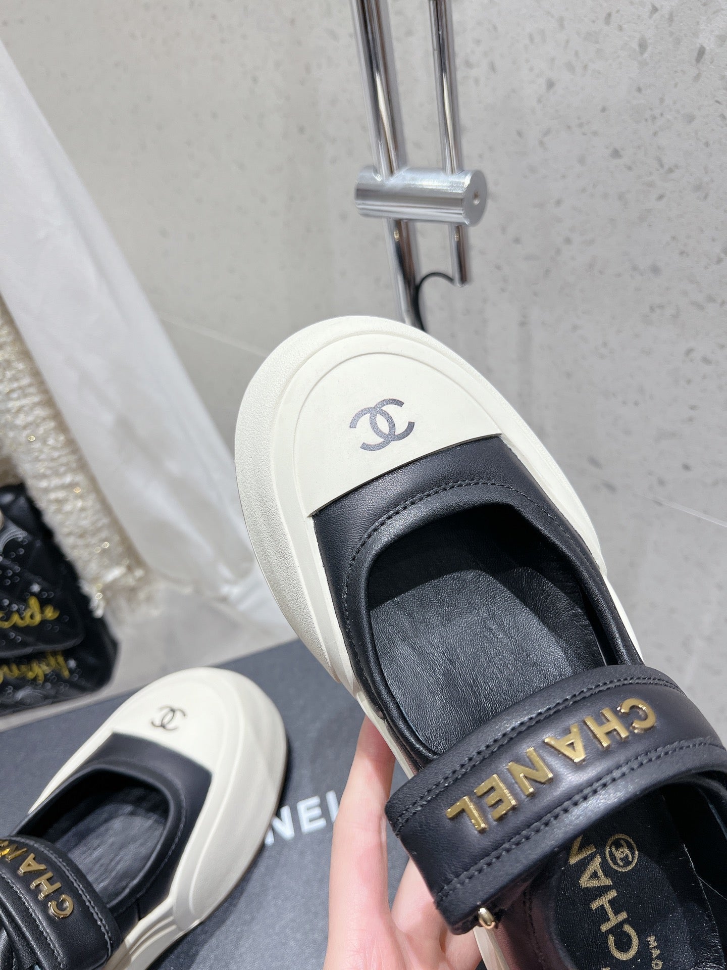 CC 26s Mary Jane Loafers Black White Lambskin 762894