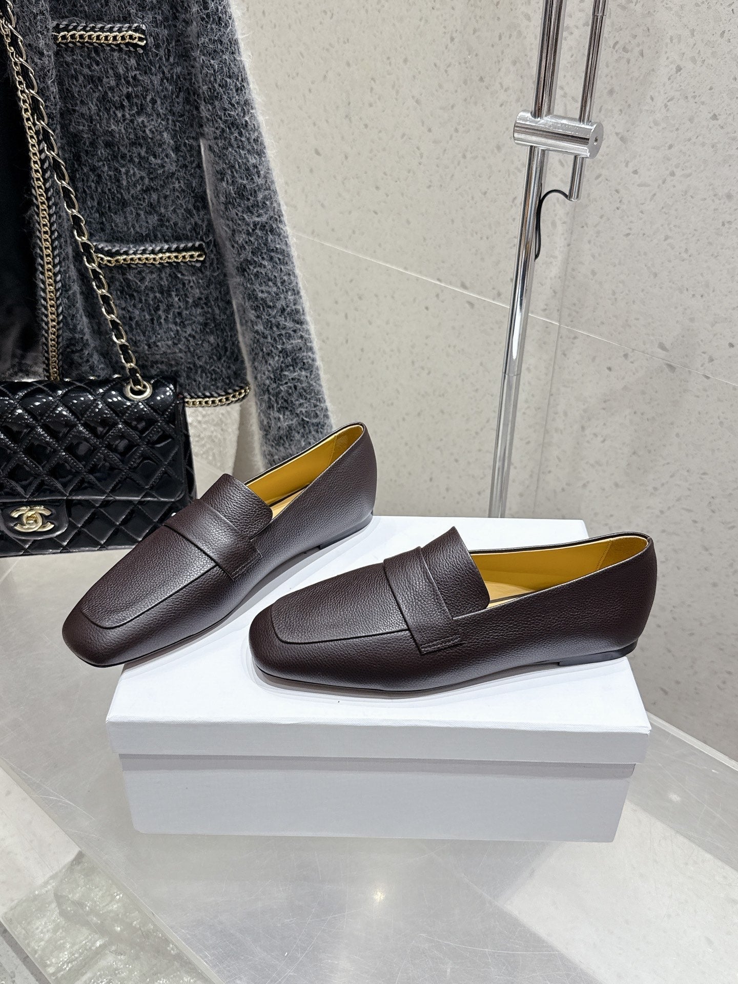 The Row Classic Loafer Dark Brown Leather 338396