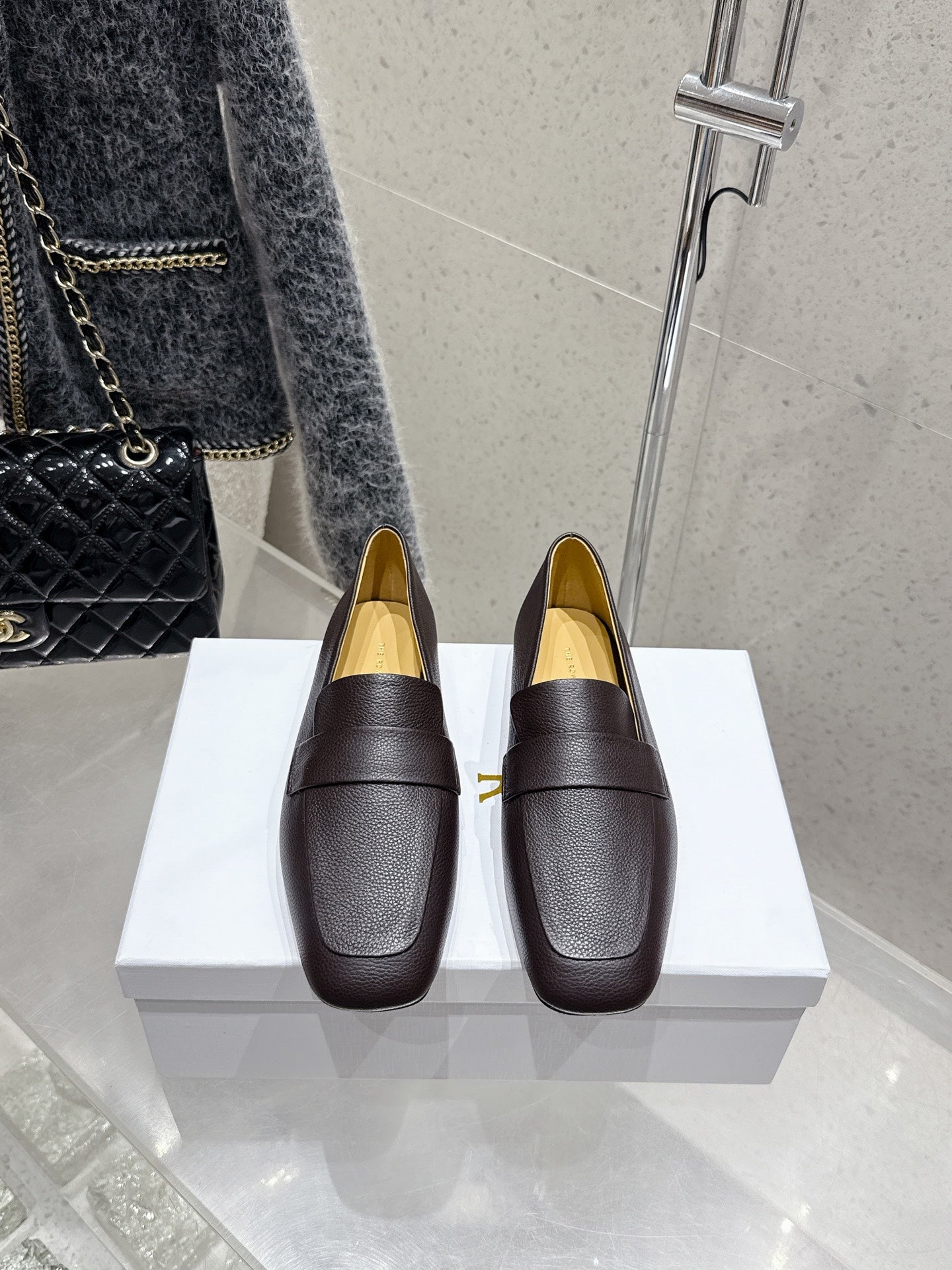 The Row Classic Loafer Dark Brown Leather 338396