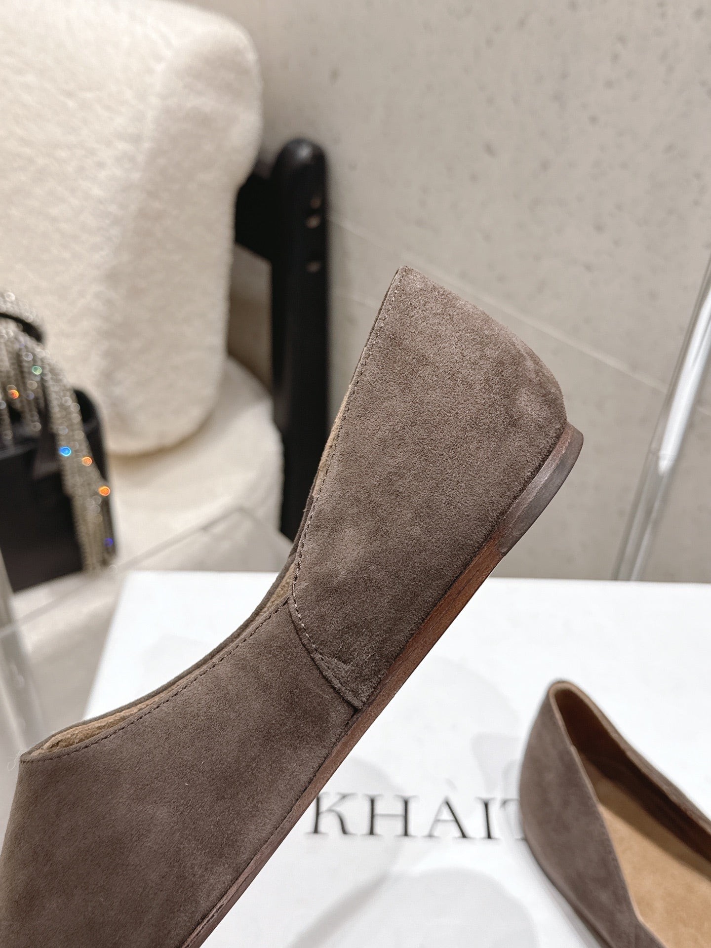 Celine 26s Flat Shoes In Toffee Brown Suede