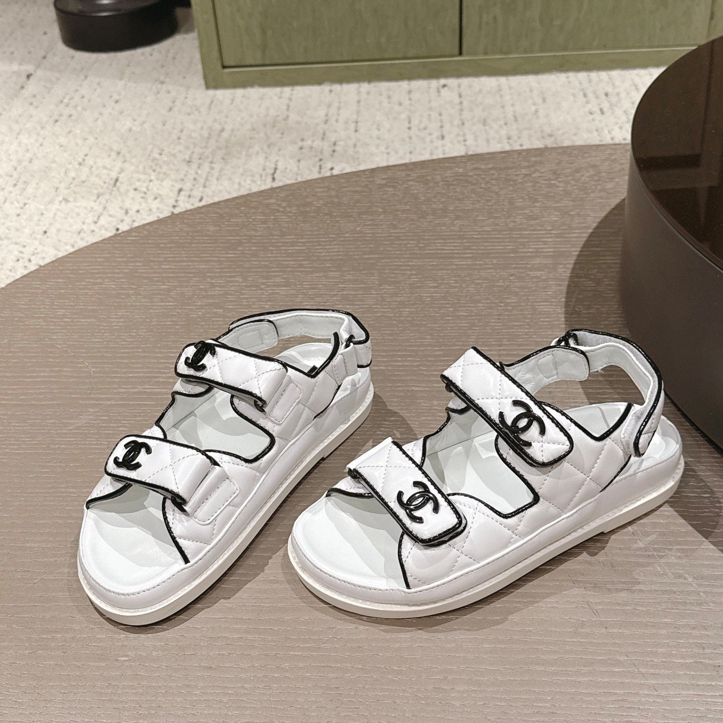 CC 26s Dad Sandal White Black Lambskin 762924