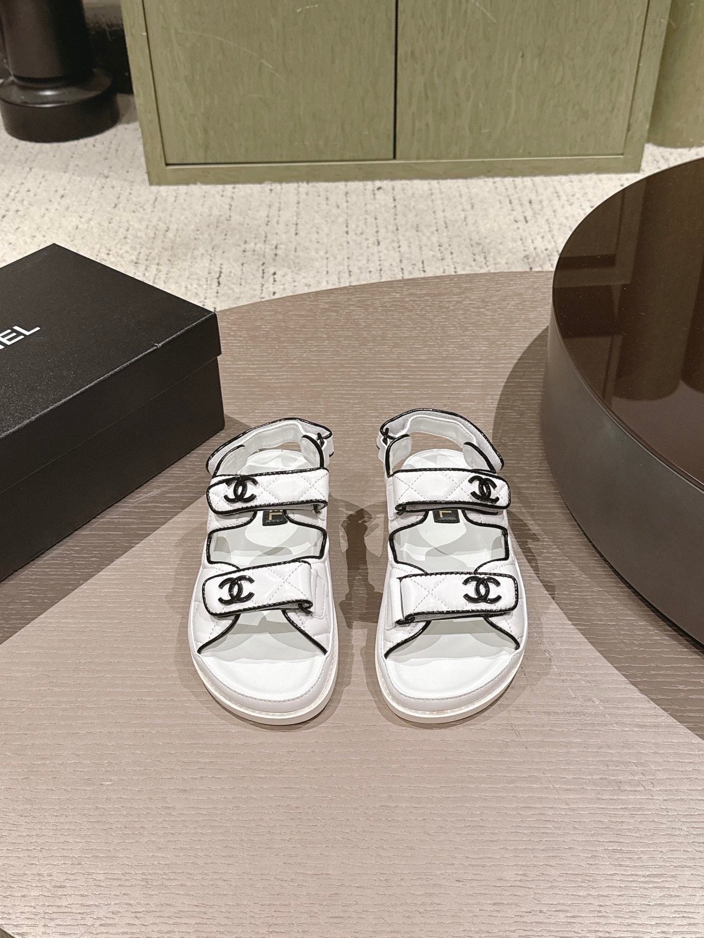 CC 26s Dad Sandal White Black Lambskin 762924