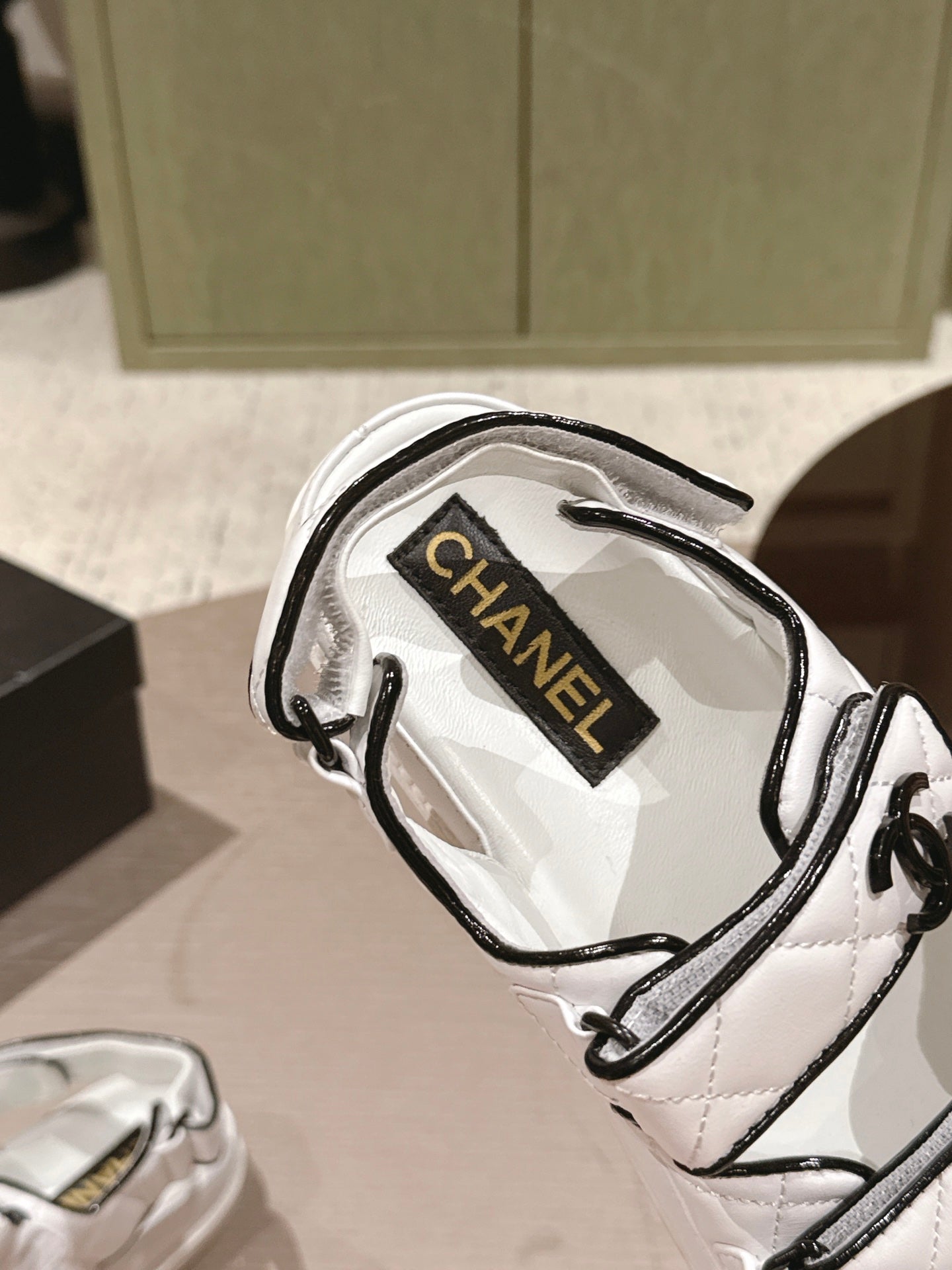 CC 26s Dad Sandal White Black Lambskin 762924