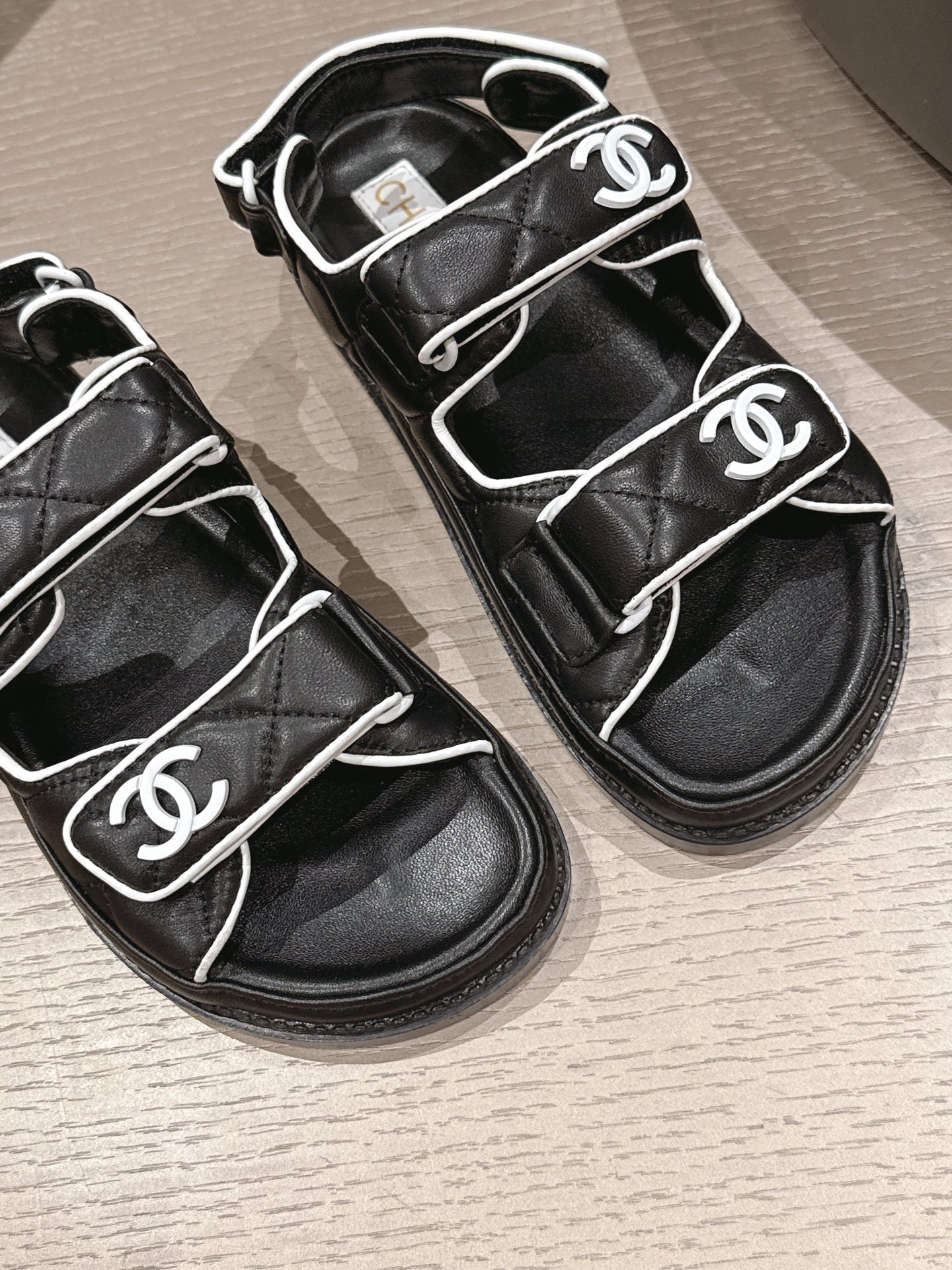 CC 26s Dad Sandal Black White Lambskin 762925