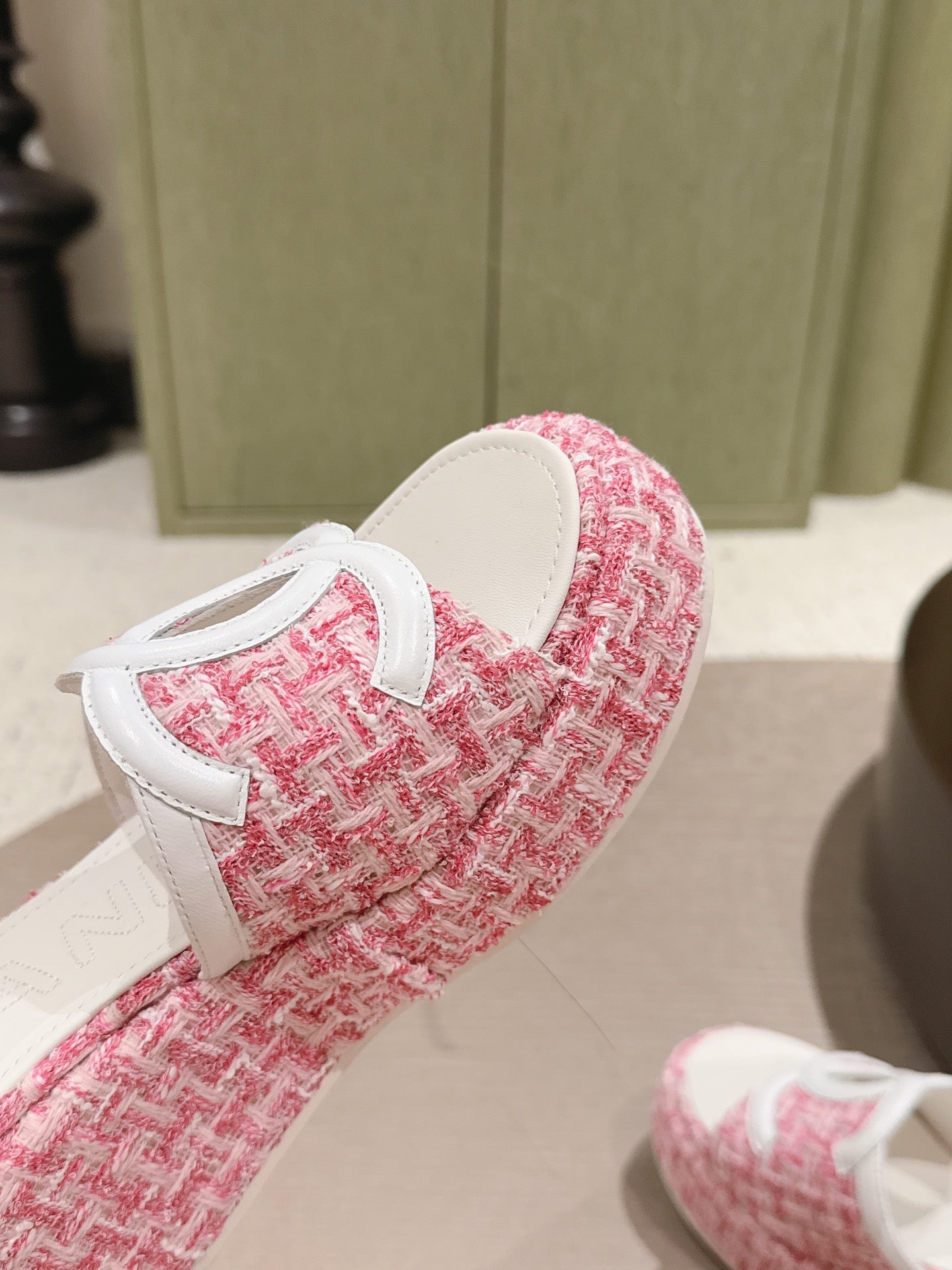 CC 26s Platform Mules Pink Lambskin Fabric 916997
