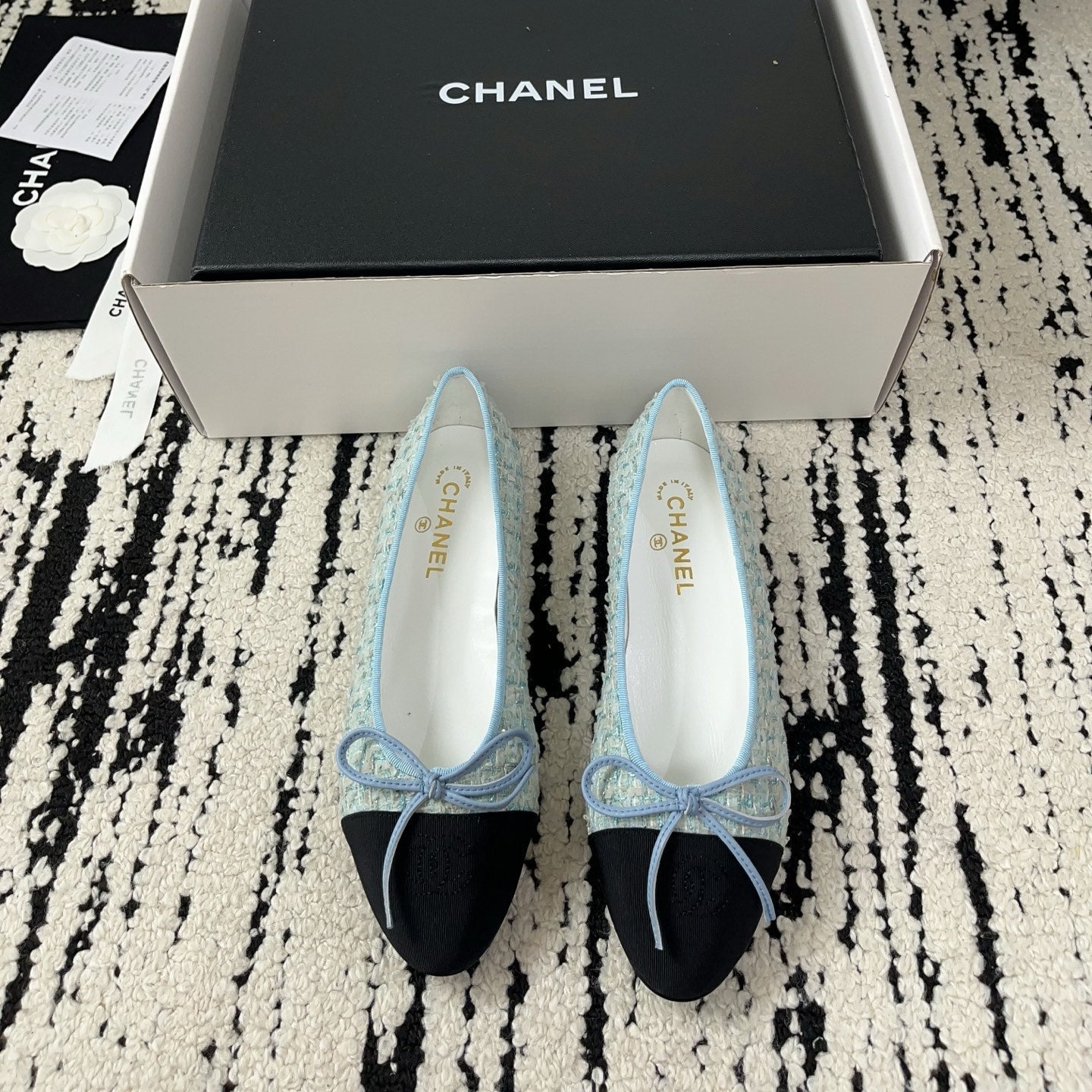 CC 26A Ballet Flat Black Blue Leather Tweed 900744