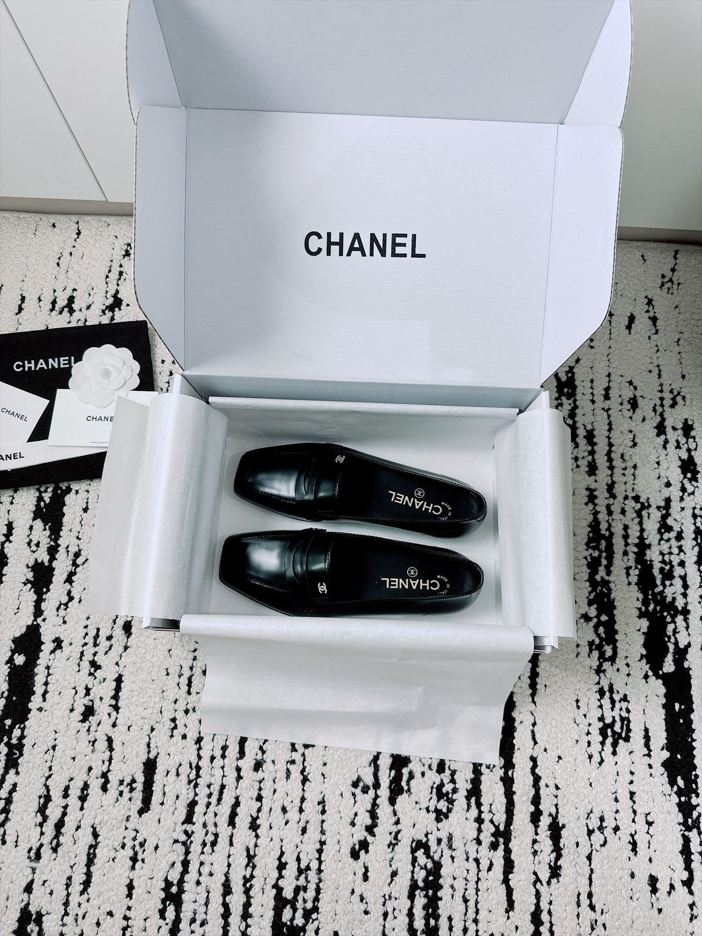 CC AW26 Mocassins Flat Black Shiny Leather 942448