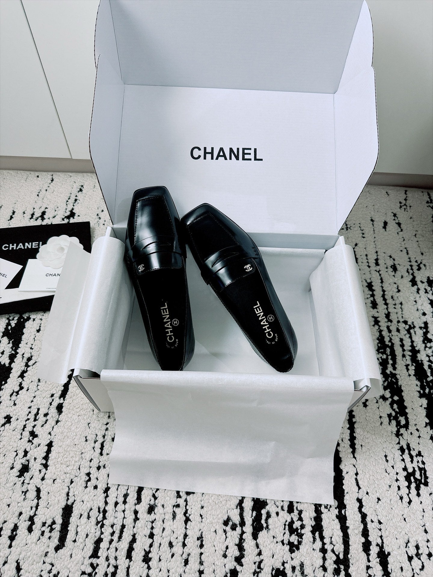 CC AW26 Mocassins Flat Black Shiny Leather 942448