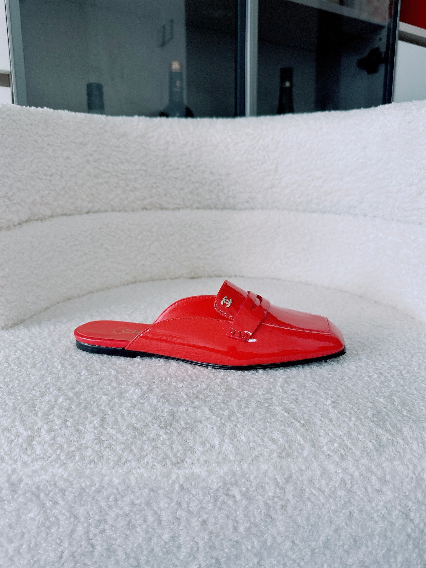 CC AW26 Mocassins Mule Bright Red Shiny Leather 942469