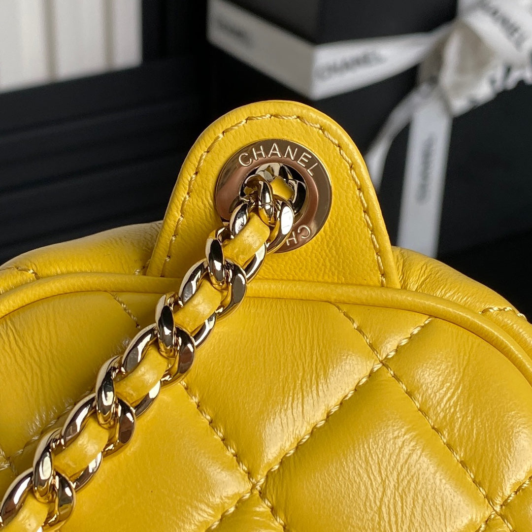24K Camera Bag Yellow Calfskin Gold Hardware