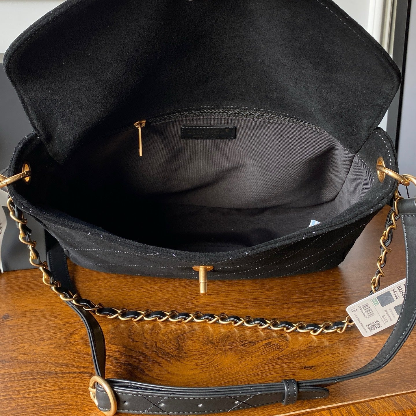 CC 26C Messenger Bag Black Quited Suede