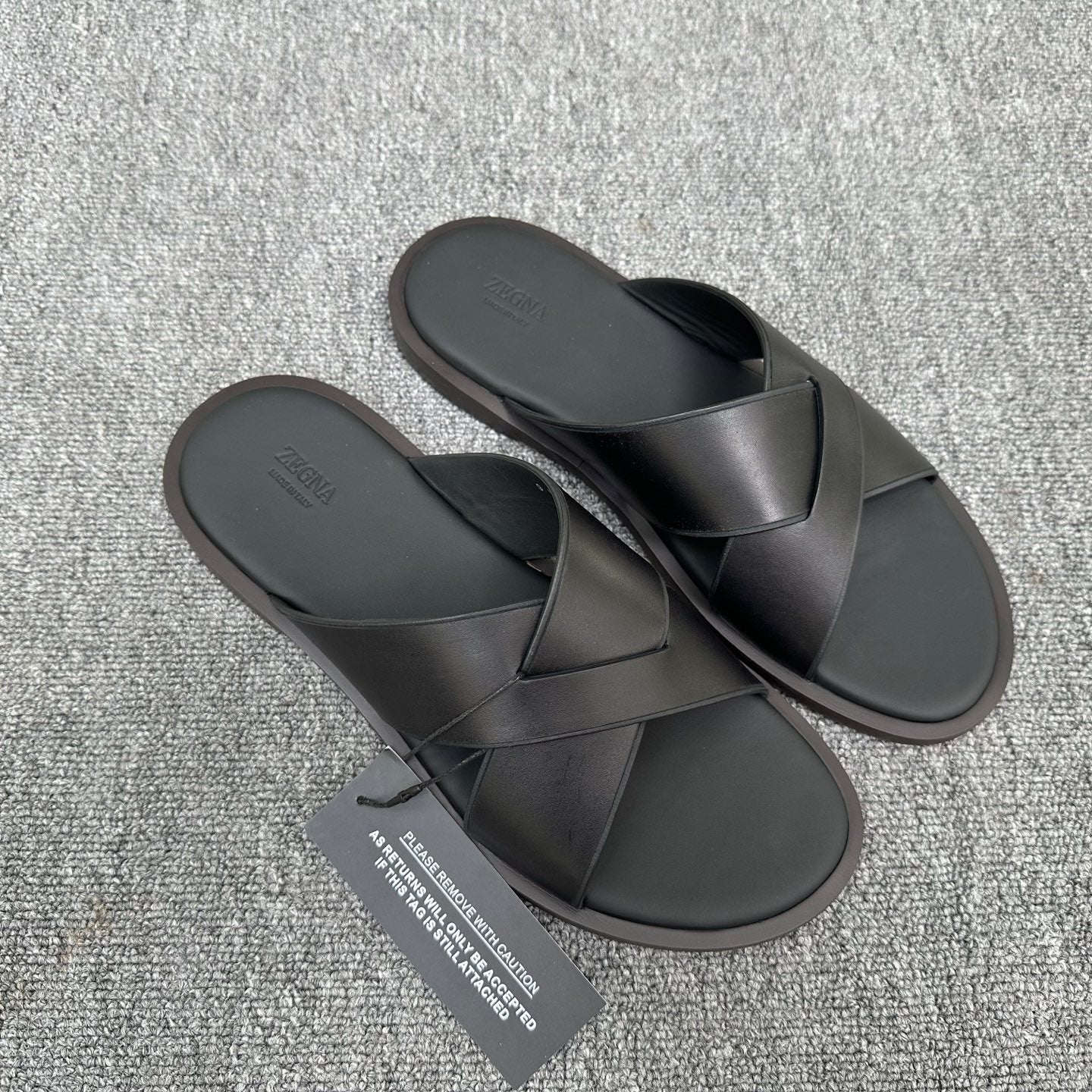 Zegna Men's Sandal Full Black Leather 144950