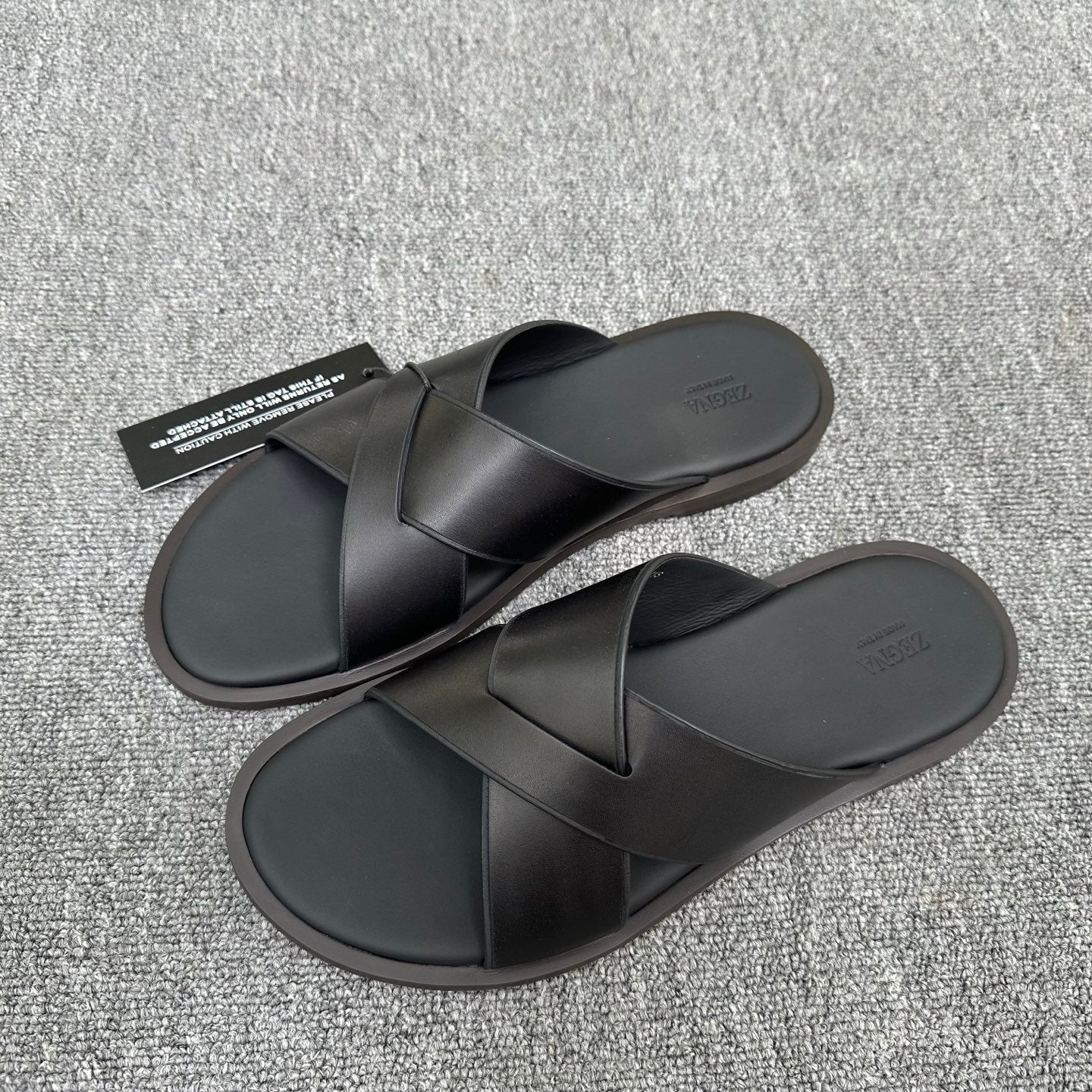Zegna Men's Sandal Full Black Leather 144950