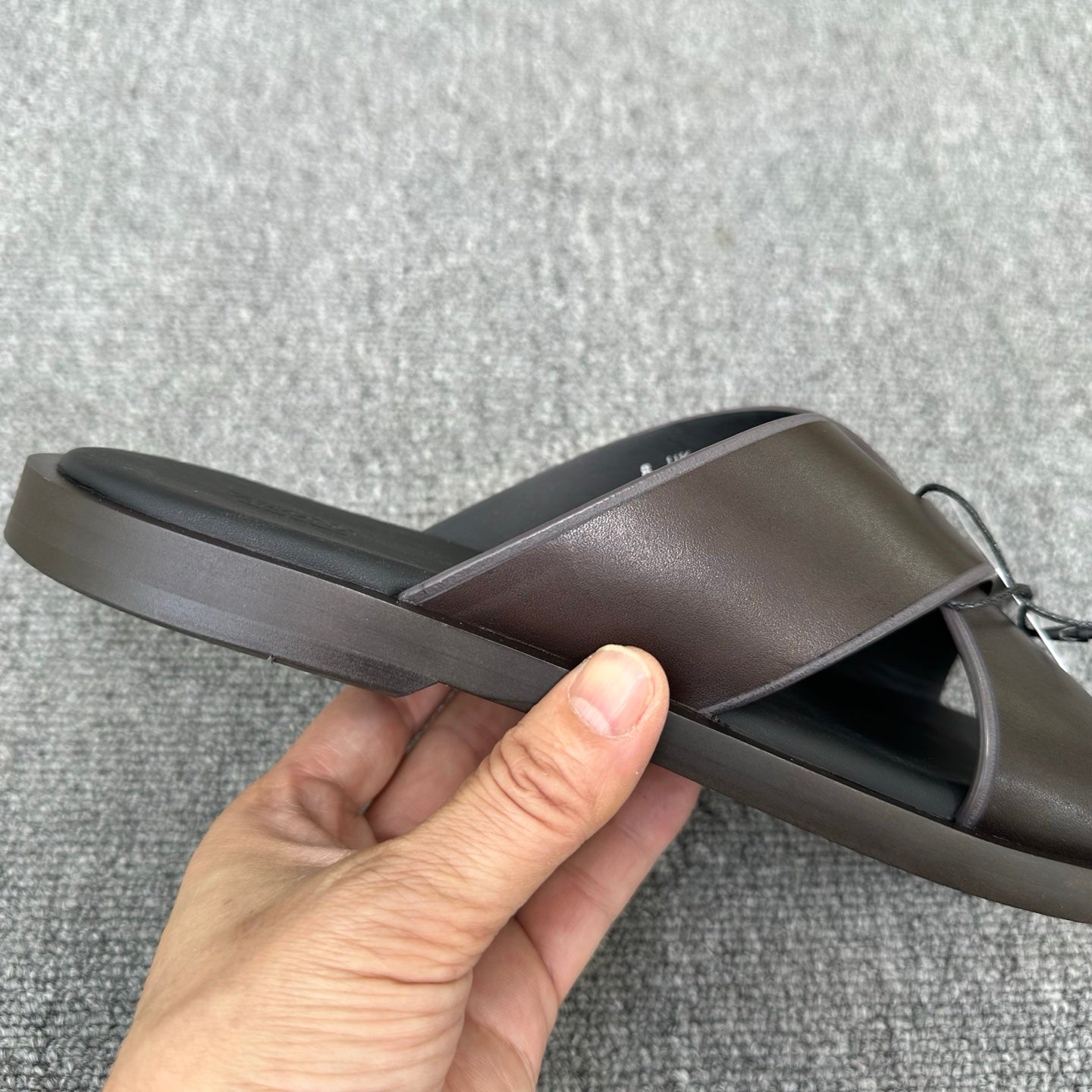 Zegna Men's Sandal Dark Brown Black Leather 144951