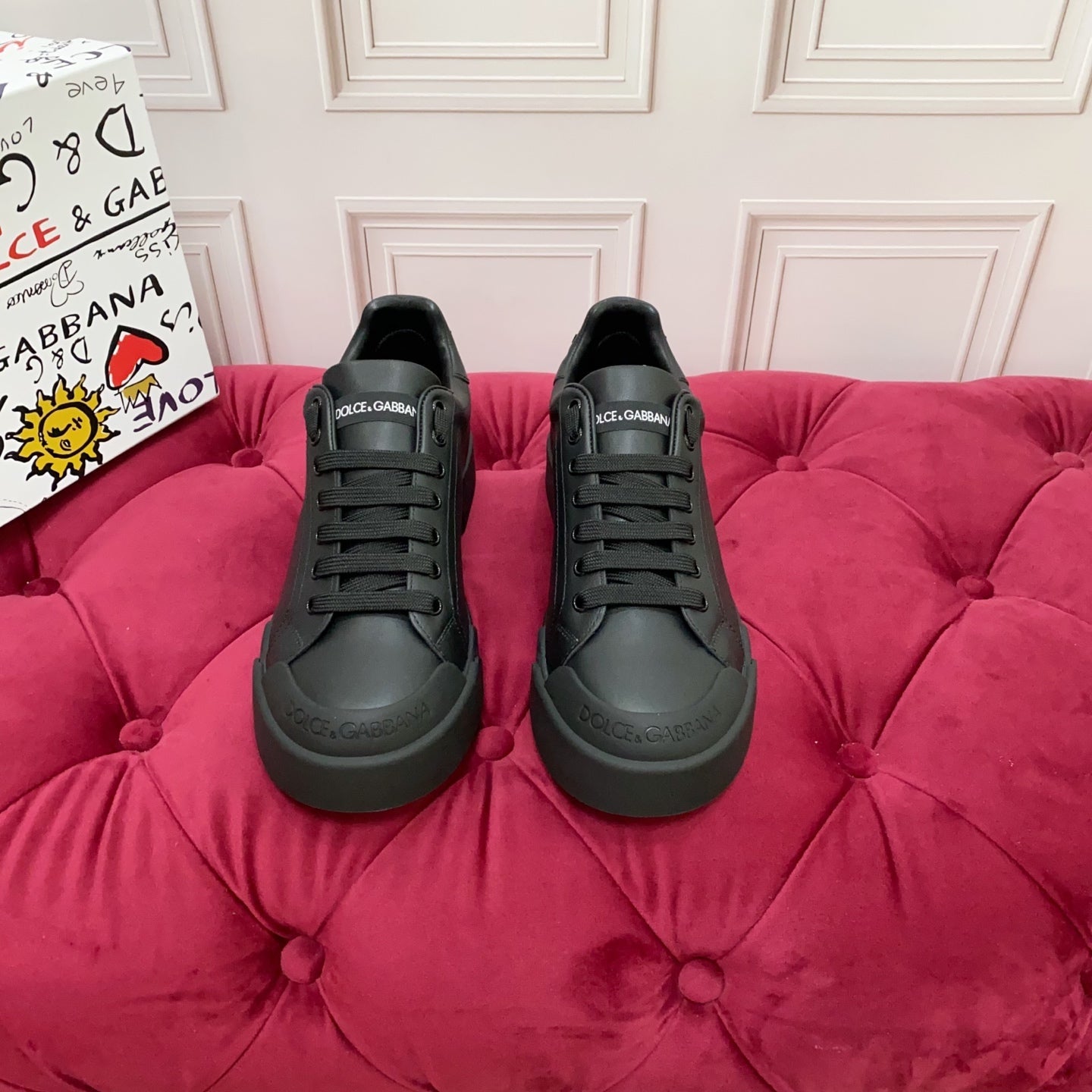 DC Portofino Light Sneakers Black Sheepskin 333868