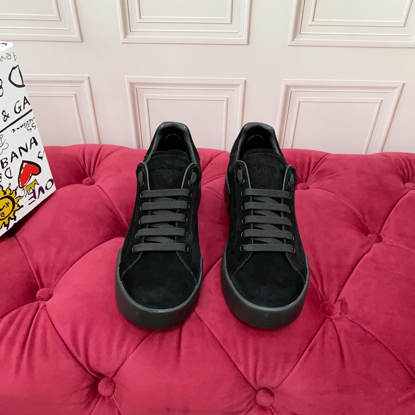 DC 25 Portofino Sneakers Black Suede & Sheepskin 333873