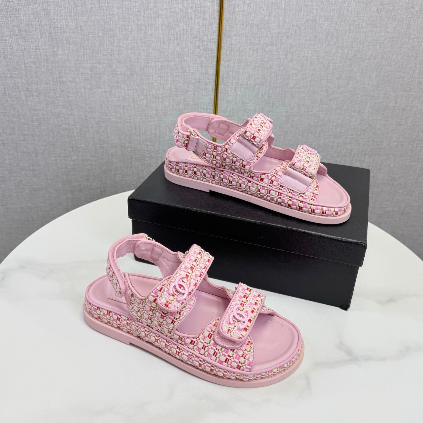 CC Dad Sandal Pink Tweed Sheepskin 620125