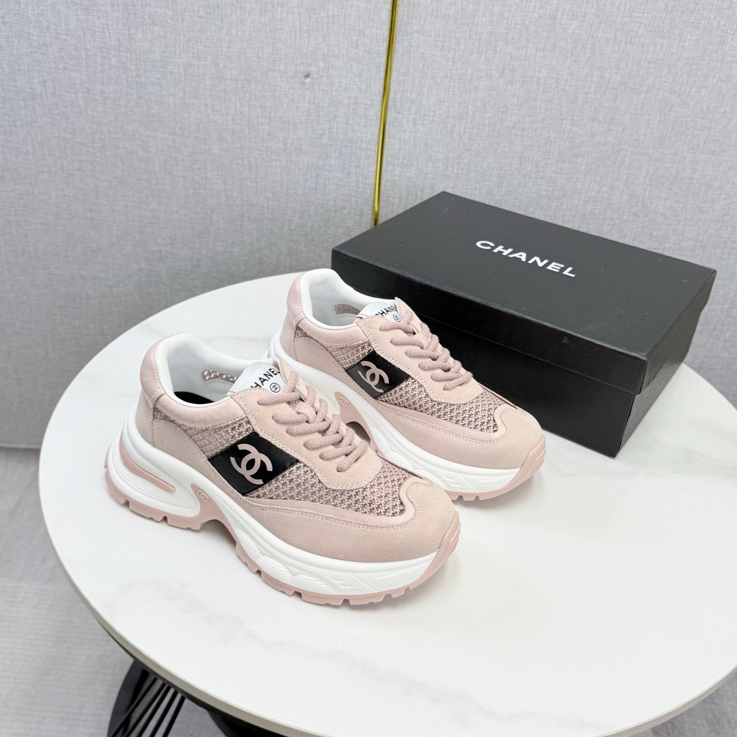 CC 26s Runners Sneakers Light Pink Mesh Suede 865806