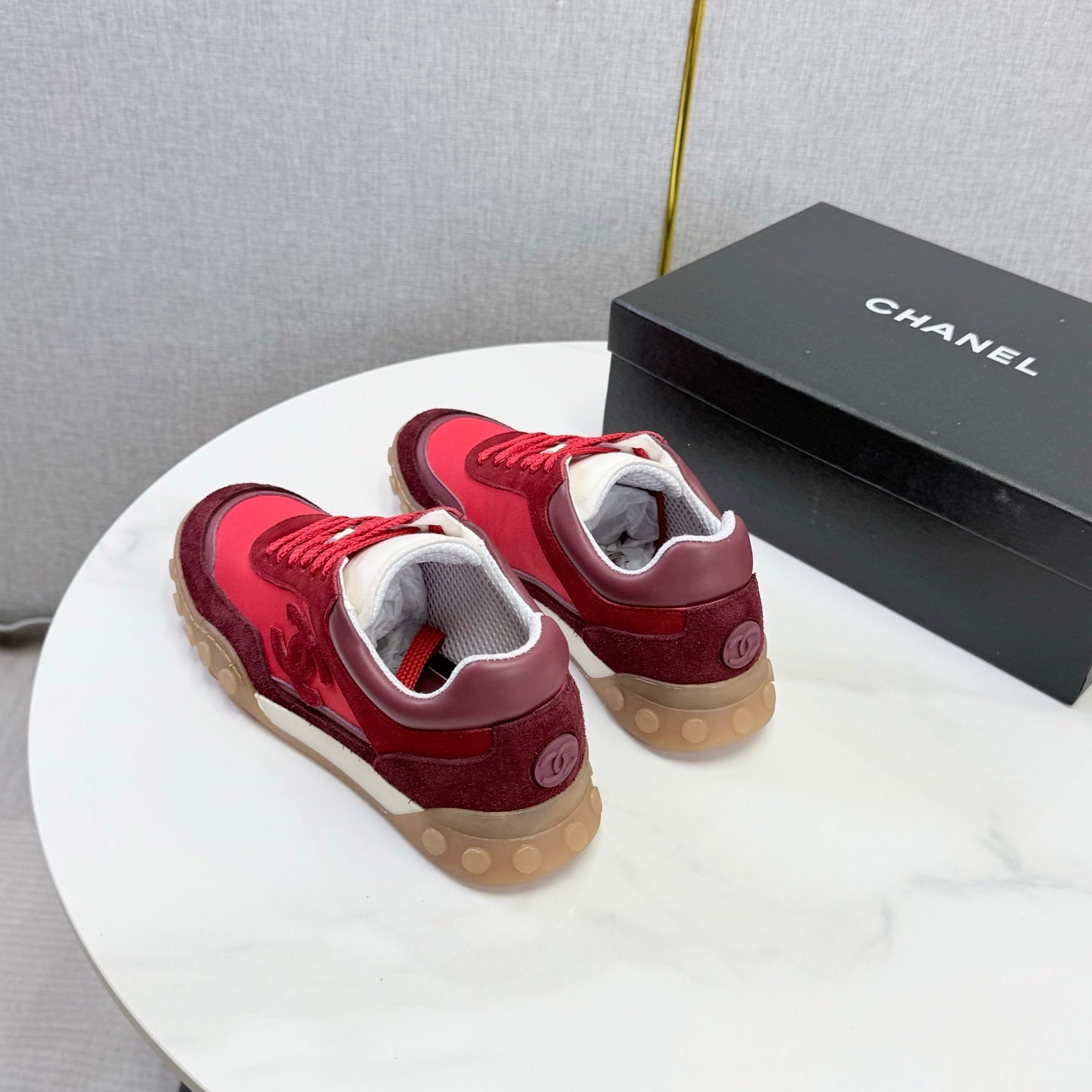 CC 26s Casual Sneakers Burgundy Suede Calfskin 972884