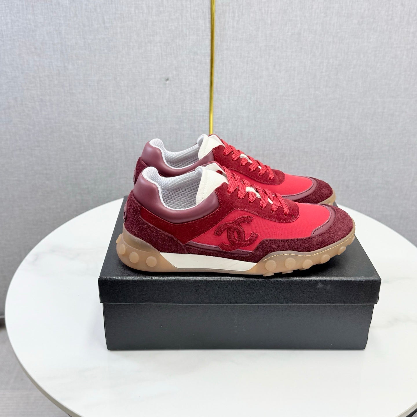 CC 26s Casual Sneakers Burgundy Suede Calfskin 972884