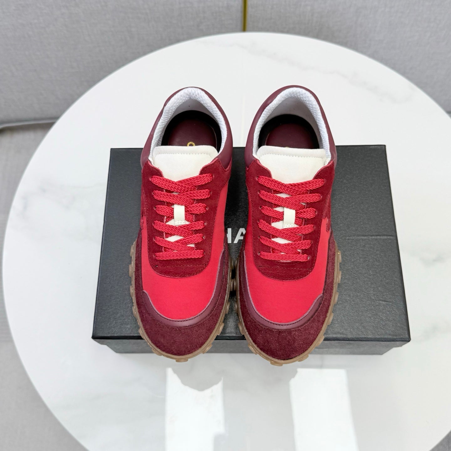 CC 26s Casual Sneakers Burgundy Suede Calfskin 972884