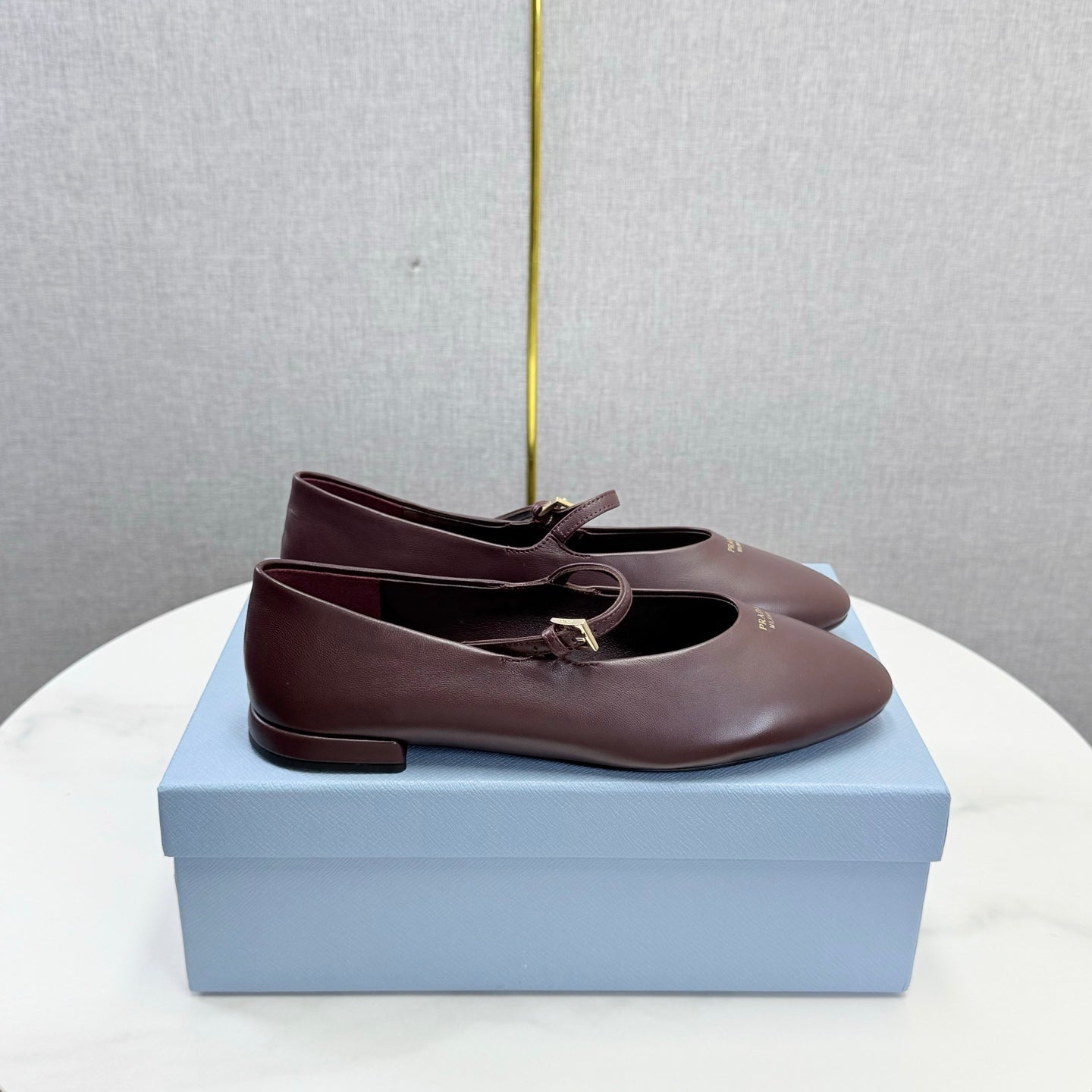 Prada 26s Ballerina Flats Strap With Buckle Deep Burgundy Nappa Leather 973281