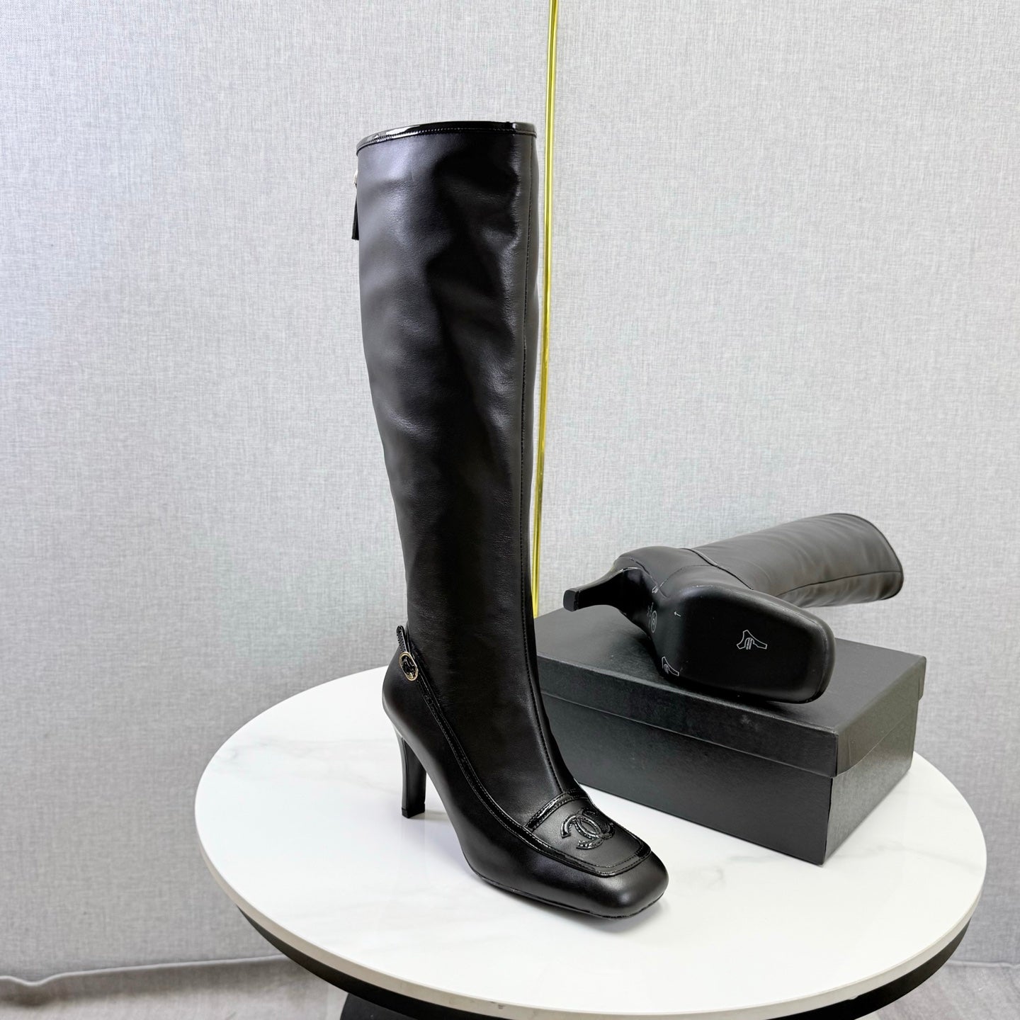 CC 26s Silhouette Long Boots Burgundy Black Sheepskin 972808