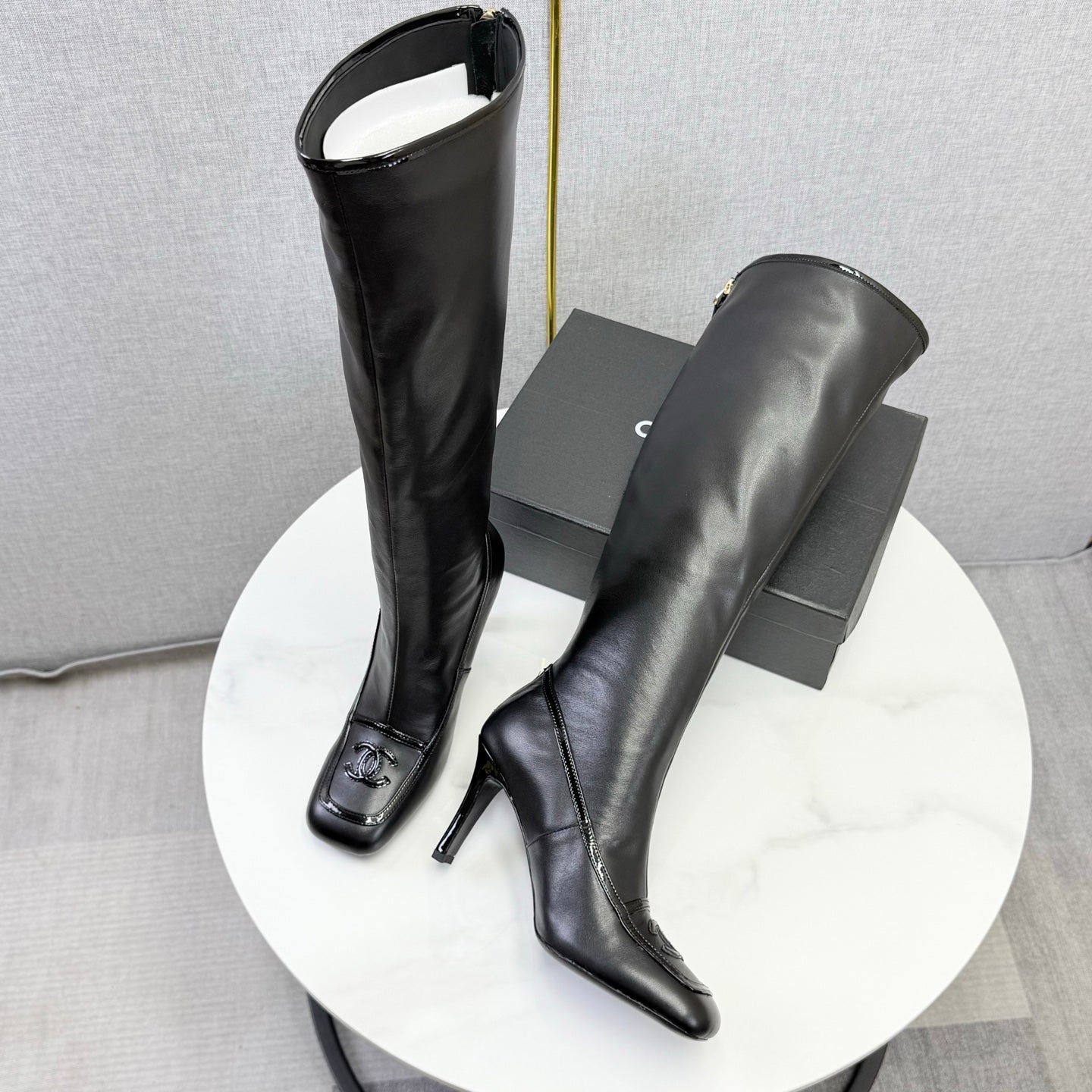 CC 26s Silhouette Long Boots Burgundy Black Sheepskin 972808