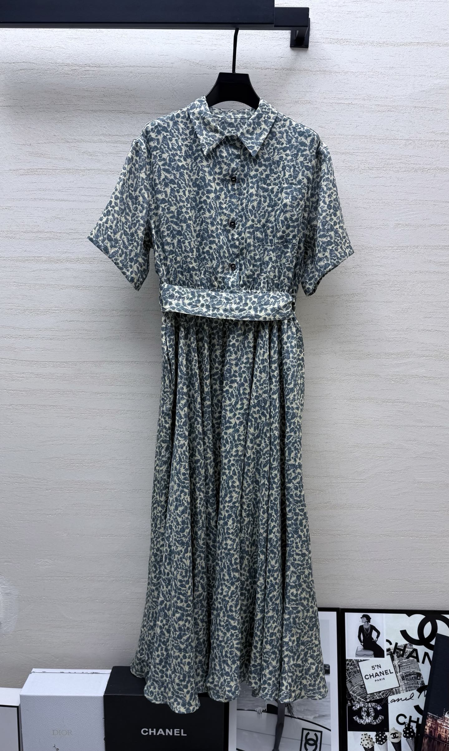 LP 26s Long Dress Butter/Avio Linen 398045