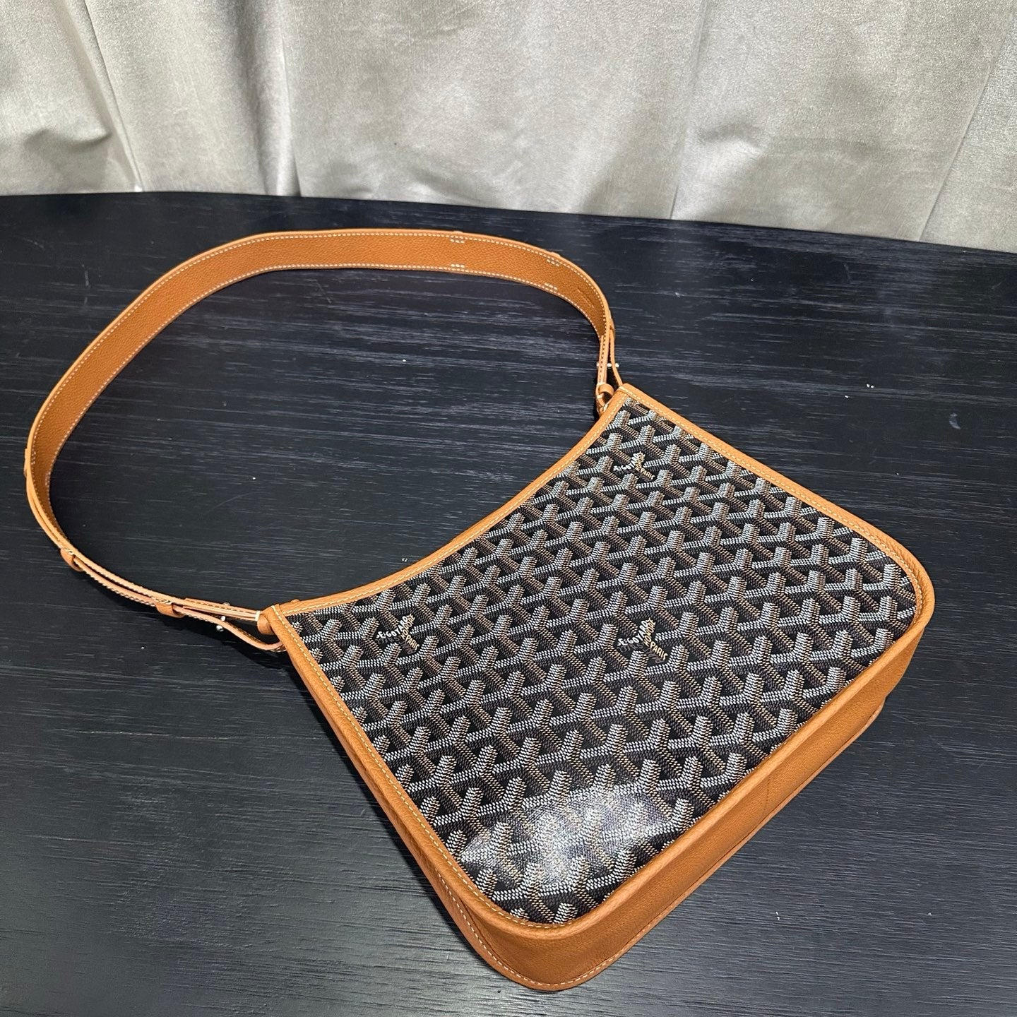 Goyard Musette Bag Black And Tan Canvas Leather