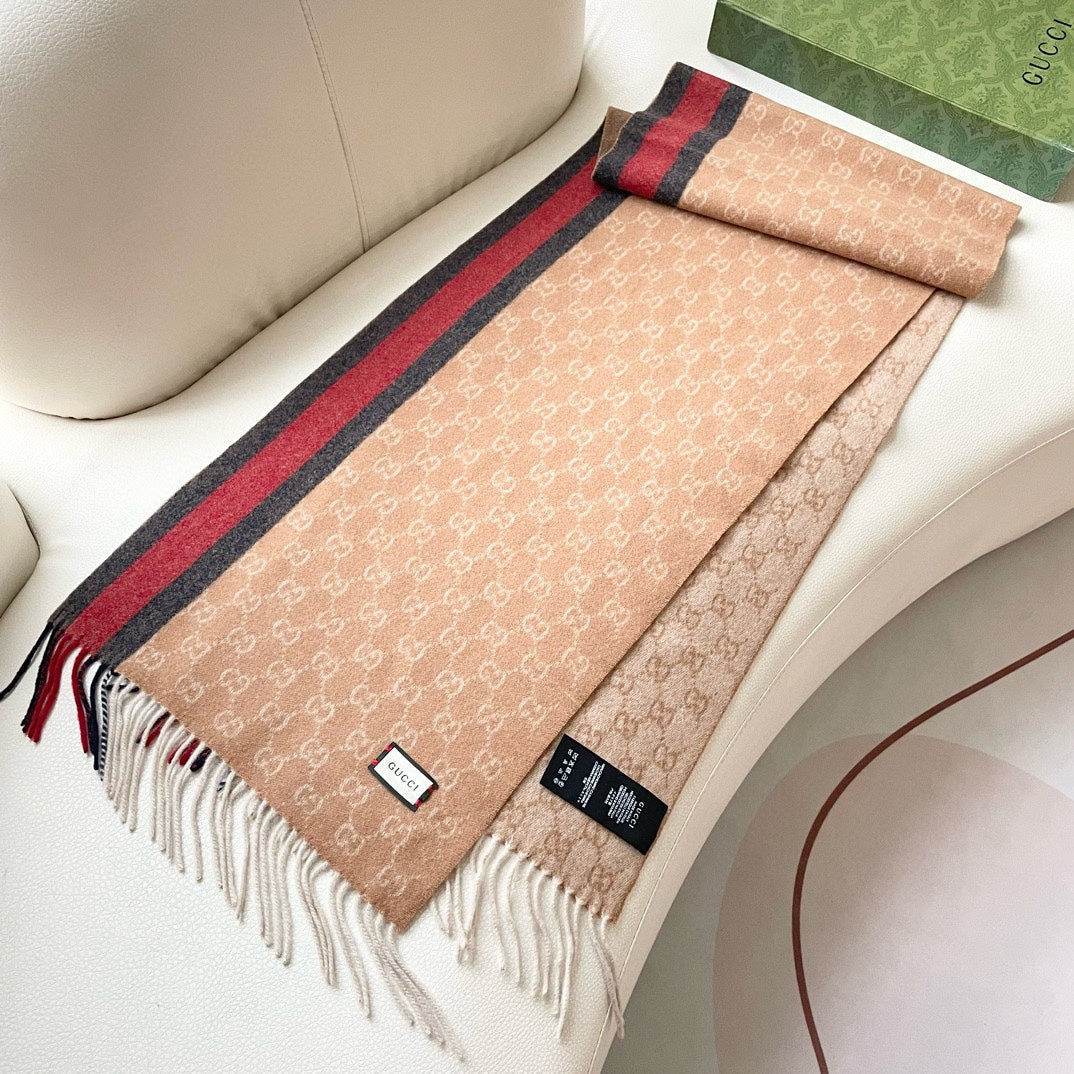 SCARF 200 CM IN PEANUT BROWN MONOGRAM CASHMERE 399766