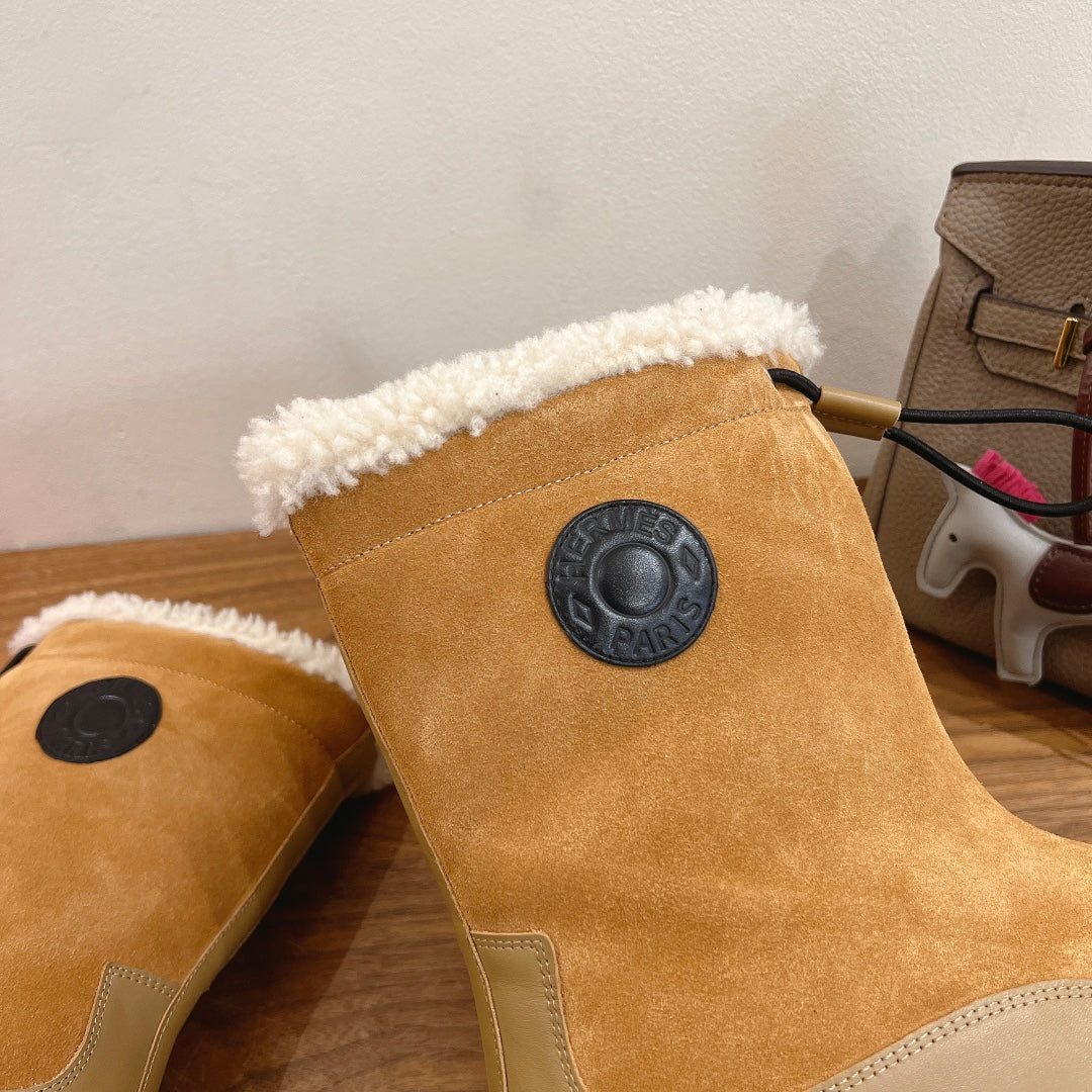 HM 26S Journey Botines 4cm Khaki Suede Shearling 110581