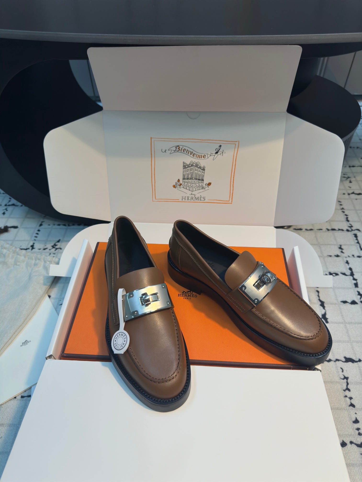 HM Hot Loafer 30mm Brown Coffee Cowhide 970665