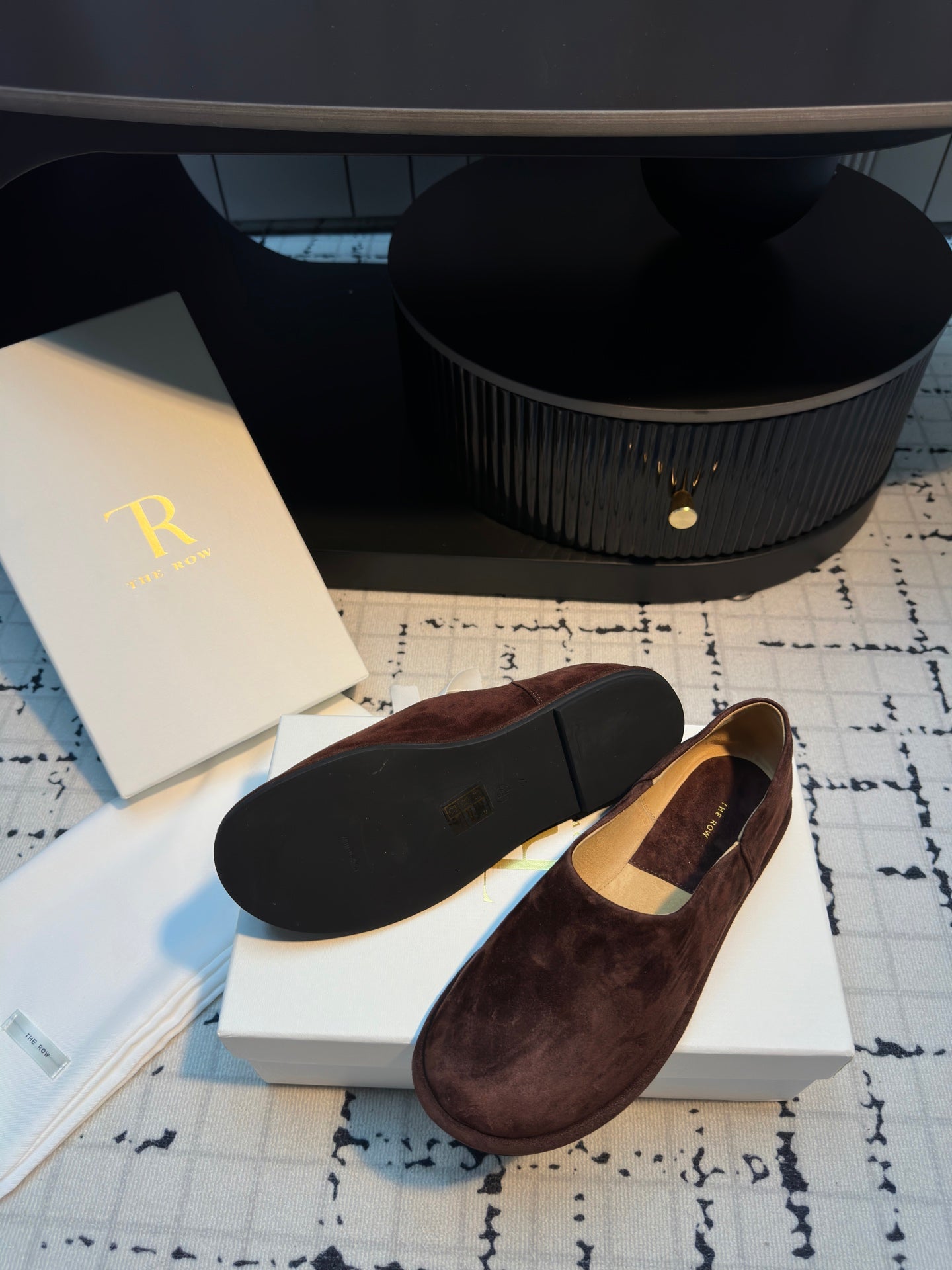 The Row Flat Loafer Dar Red Cow Suede 334449