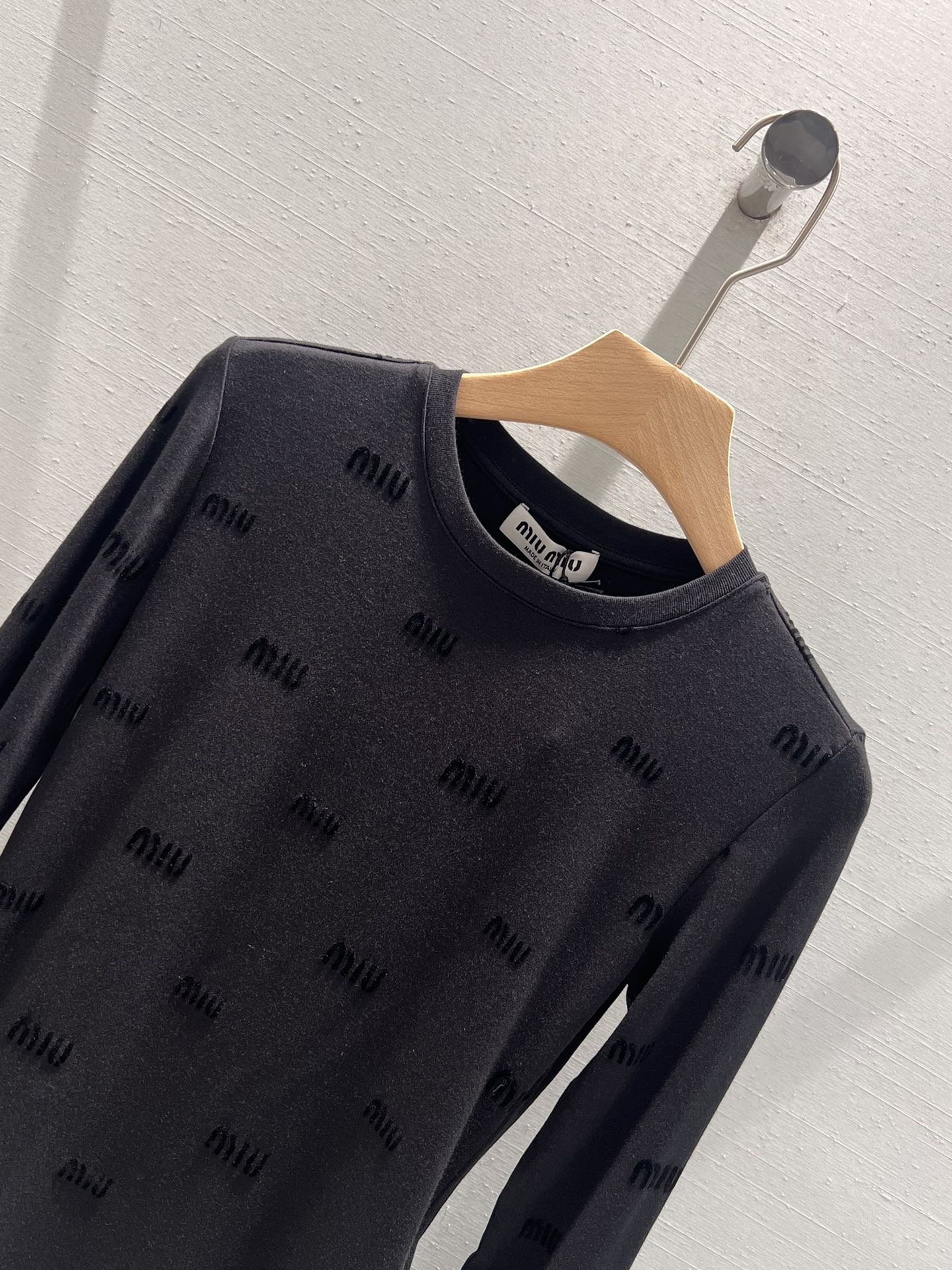 Miu Miu Long Sleeve T-shirt Black Cotton