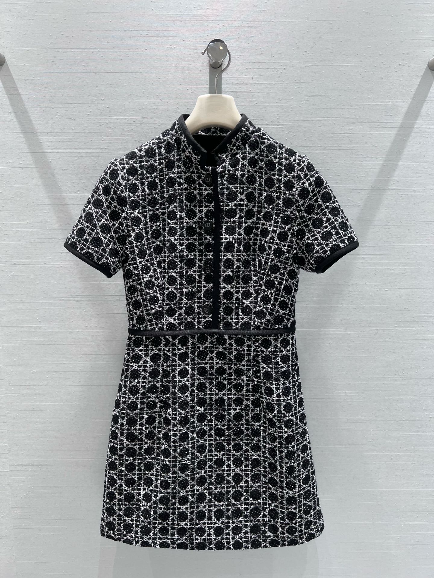 CD Short Macrocannage Flared Dress Black 344071