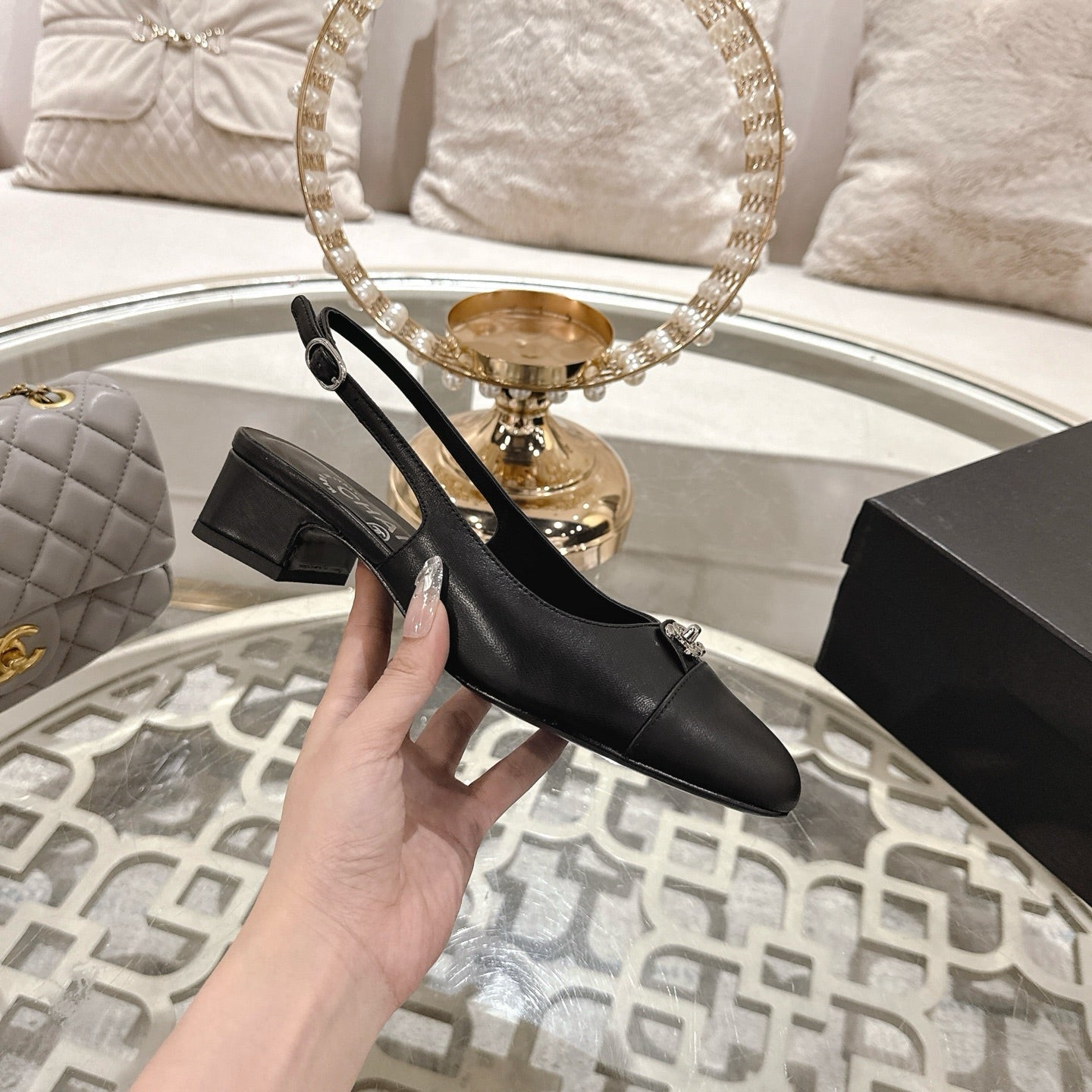 CC 25ss Slingbacks 35mm Black Lambskin & Sheepskin 432606