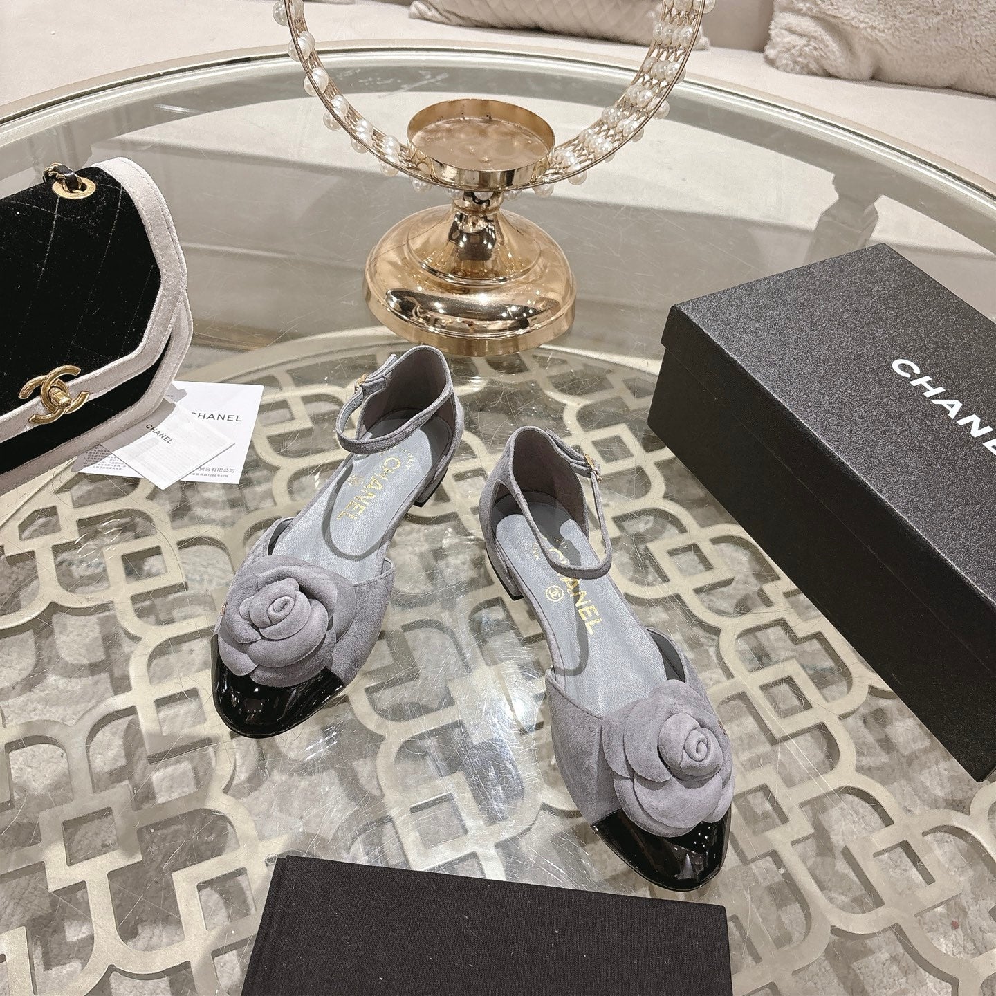 CC 26s Camellia Hollow Sandals Grey Suede 736527
