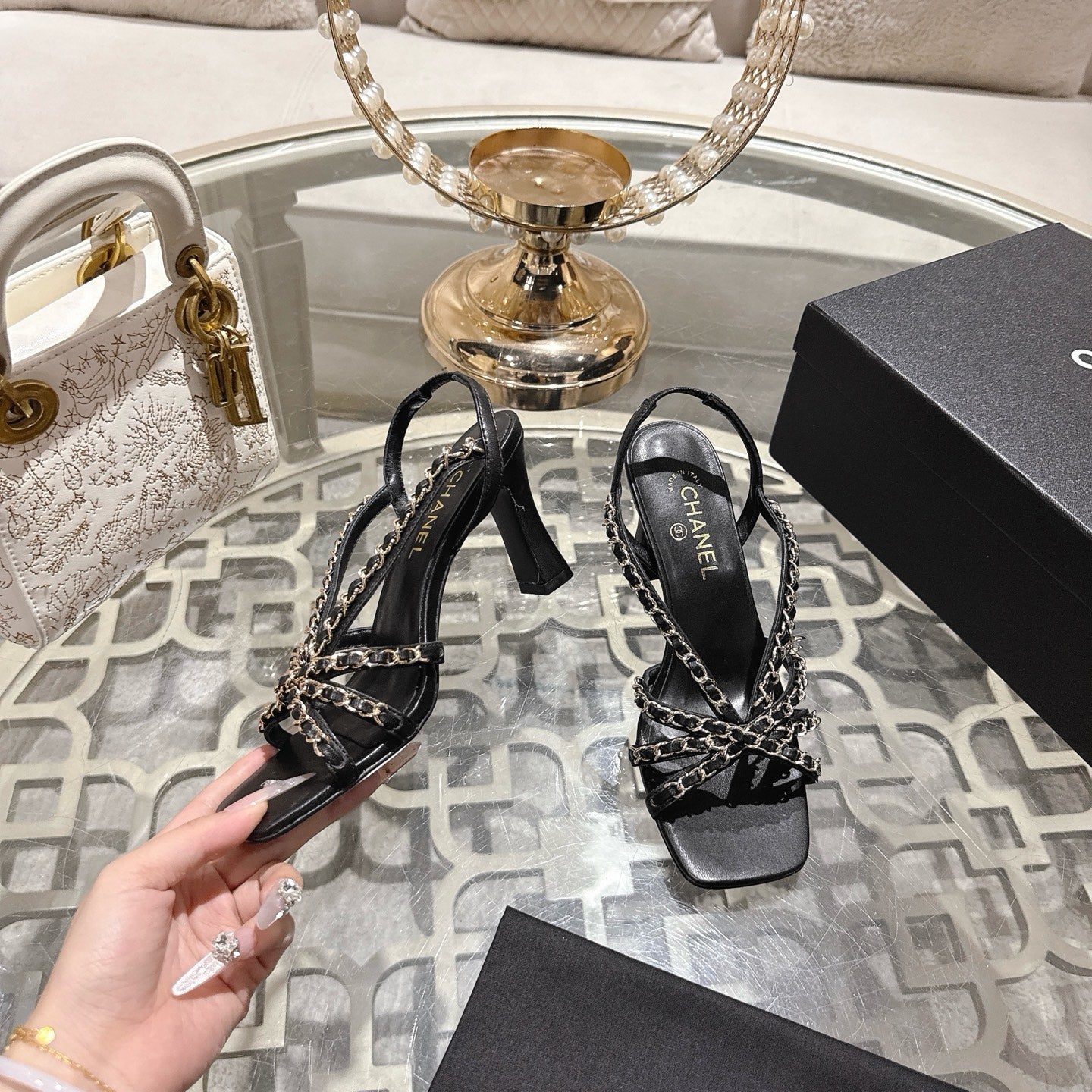 CC AW26 RTW Sandal 7cm Black Lambskin 736095