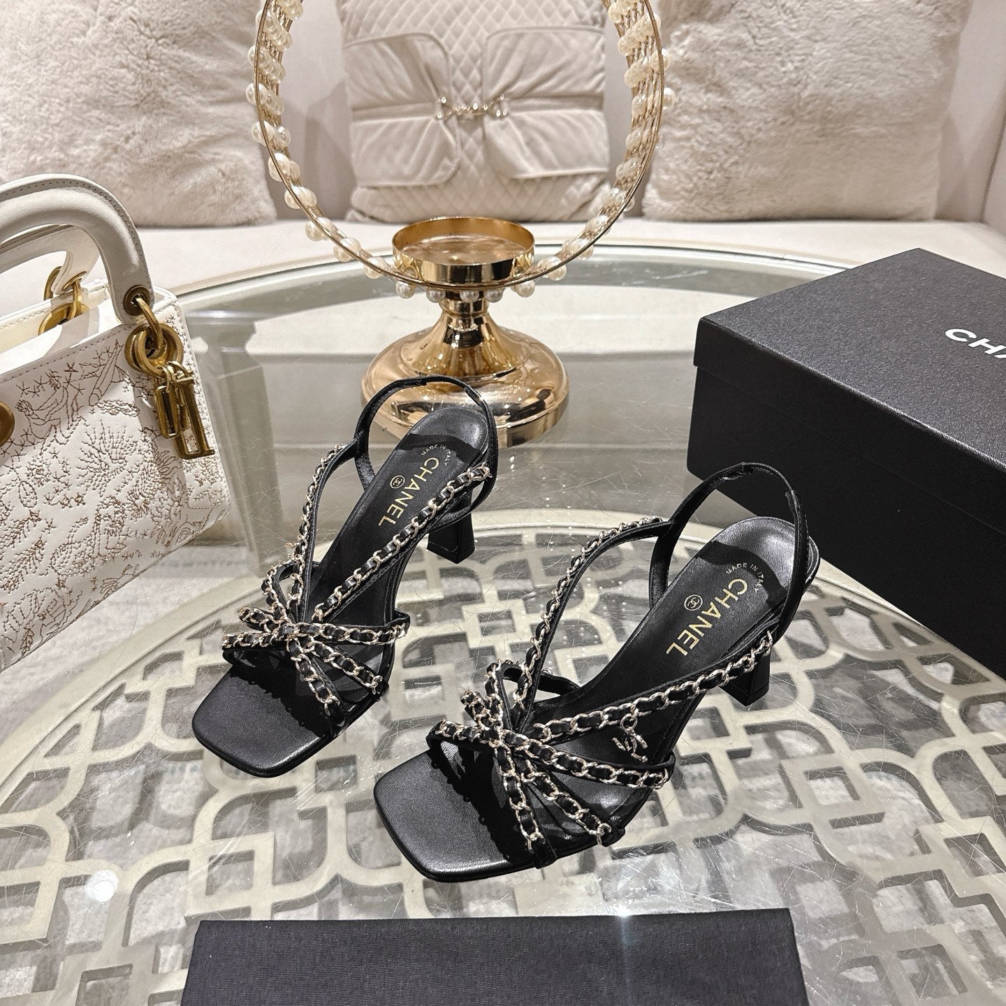 CC AW26 RTW Sandal 7cm Black Lambskin 736095