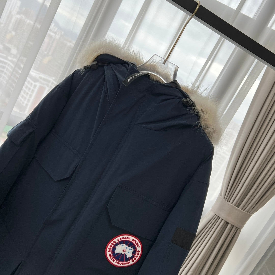 C. Goose Bomber Jacket Navy Blue Polyester 0029