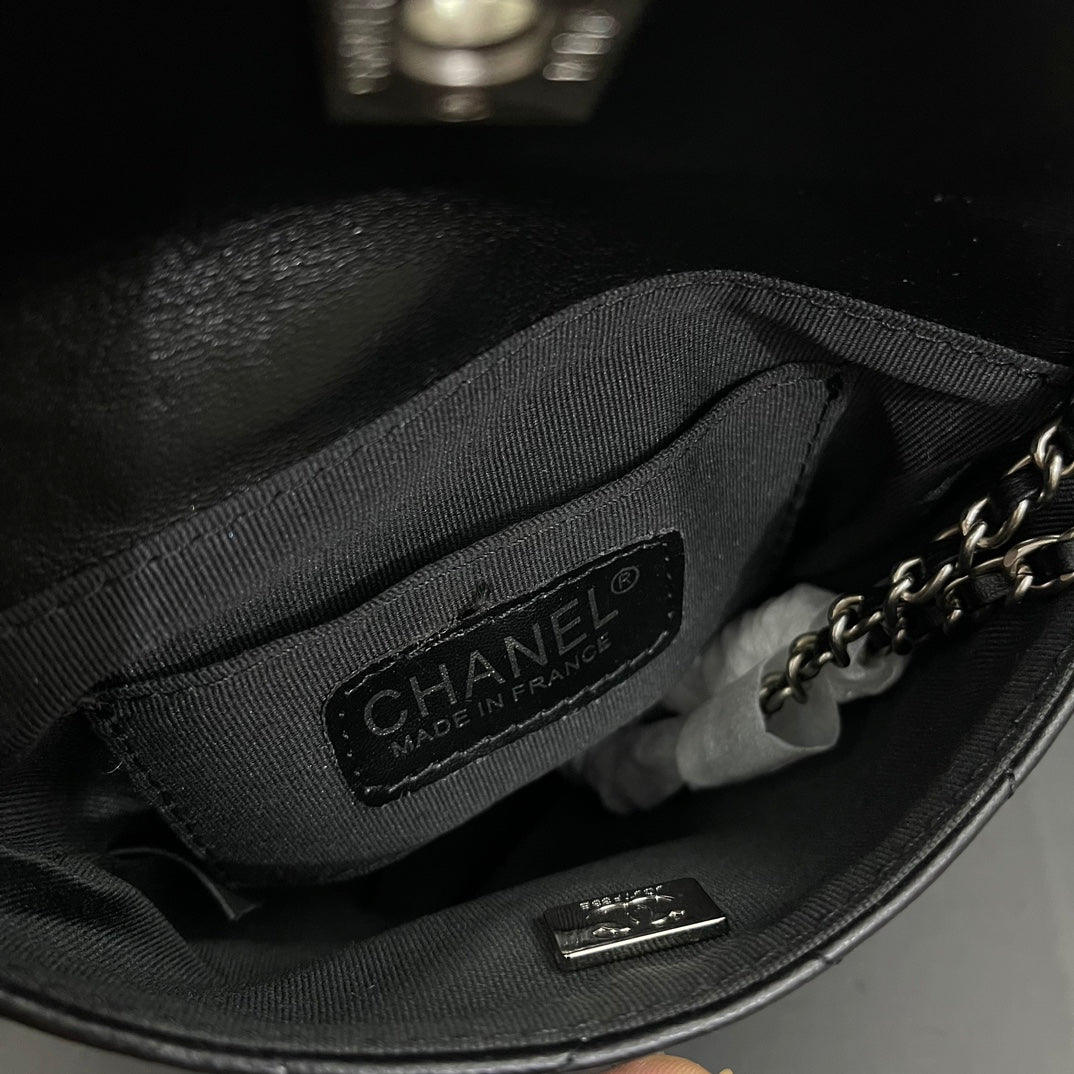 CC Phone Holder Bag 17cm Black Lambskin