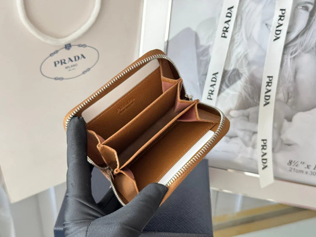 Prada 2026 Cardholder Zipper Bag 10cm Calfskin
