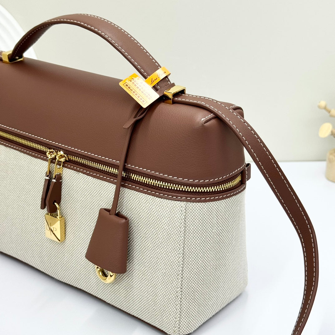 LP Extra Pouch L27 Caramel Calfskin Linen 231570